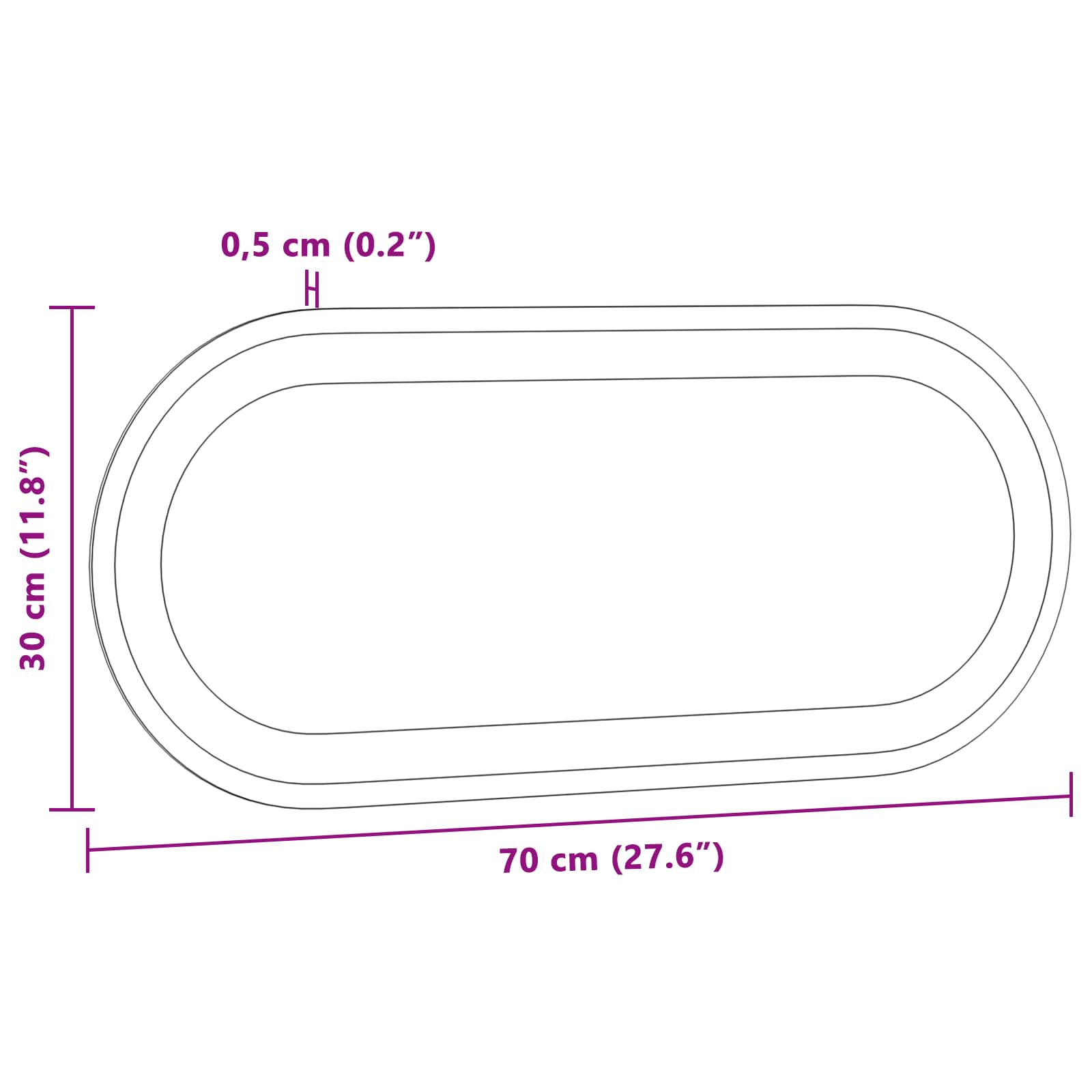 Specchio da bagno LED Trasparente 70 x 30 cm vetro temperato