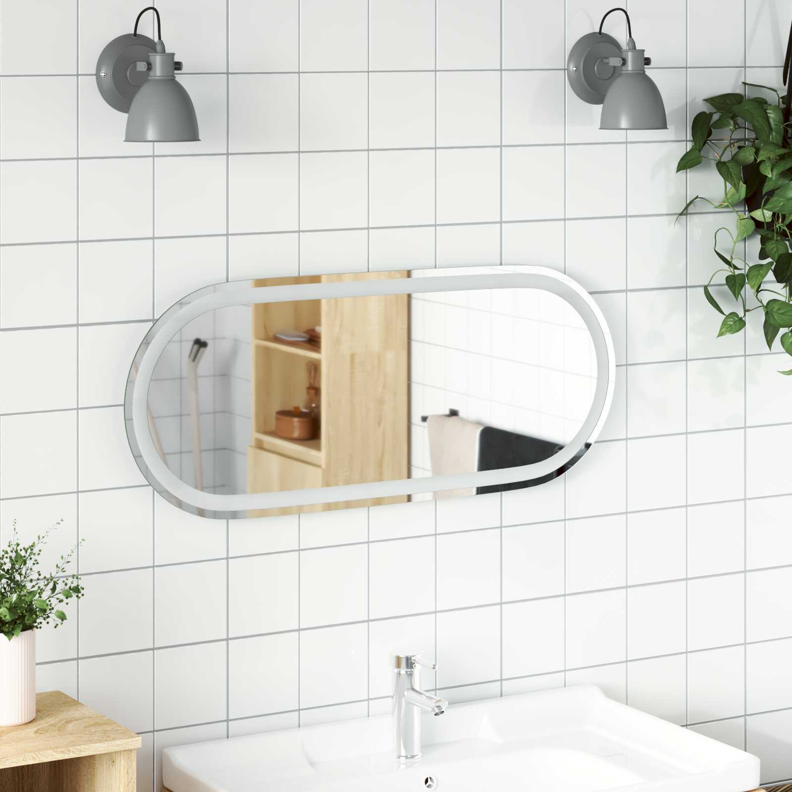 Specchio da bagno LED Trasparente 80 x 35 cm vetro temperato