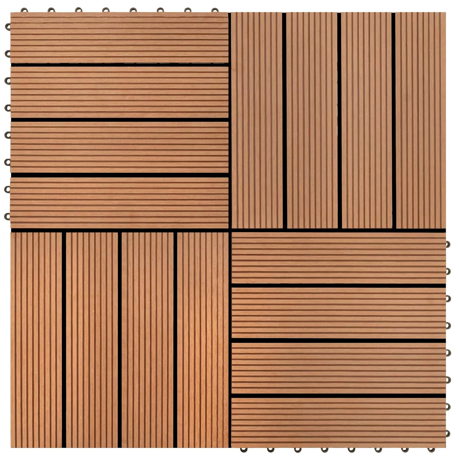 Piastrella per Decking 11 pz Marrone 30 x 30 cm WPC