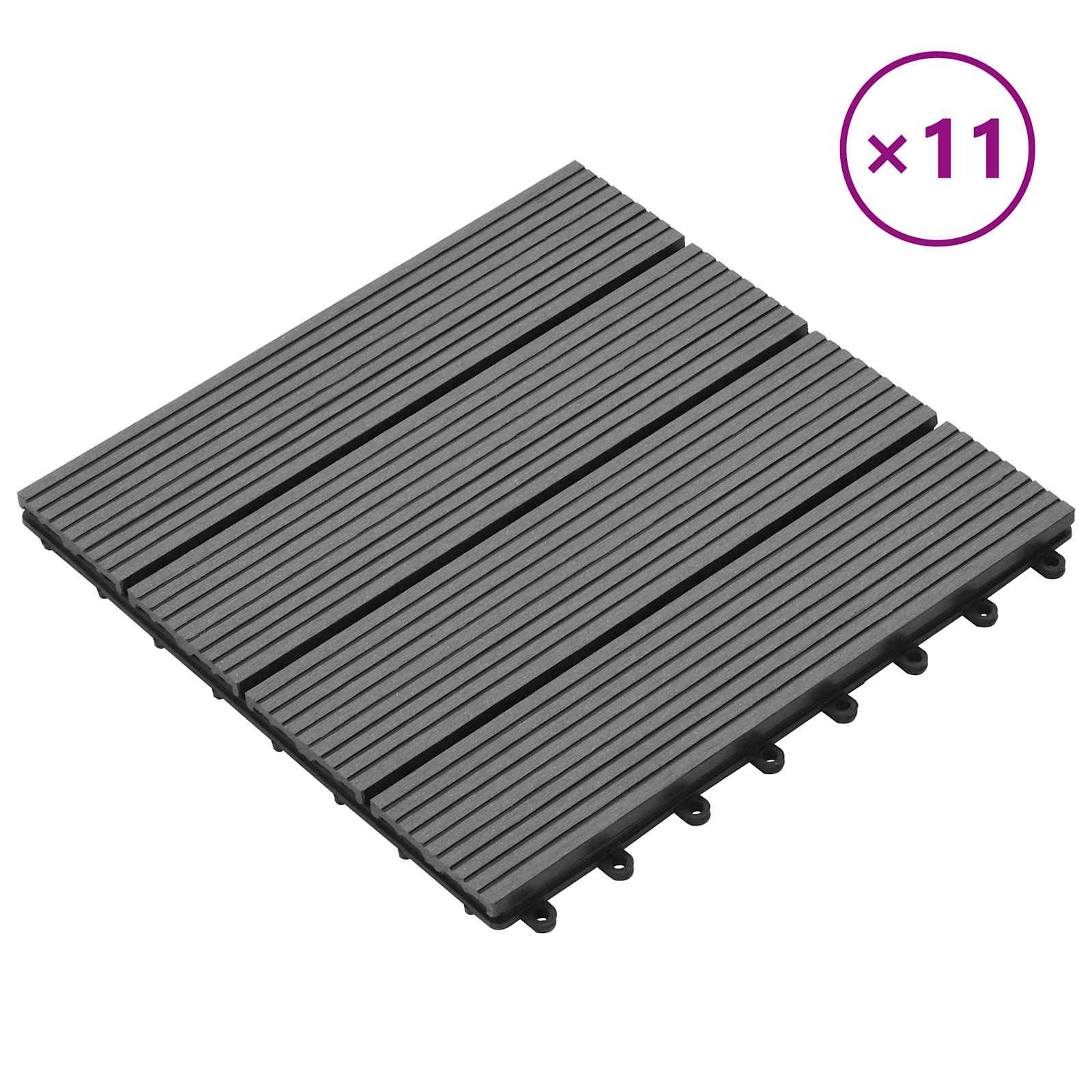 Piastrella per Decking 11 pz Grigio 30 x 30 cm WPC