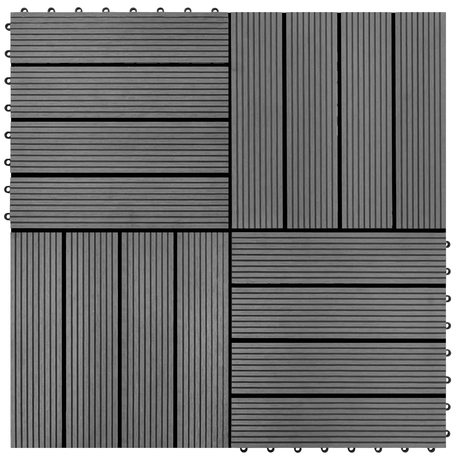 Piastrella per Decking 11 pz Grigio 30 x 30 cm WPC