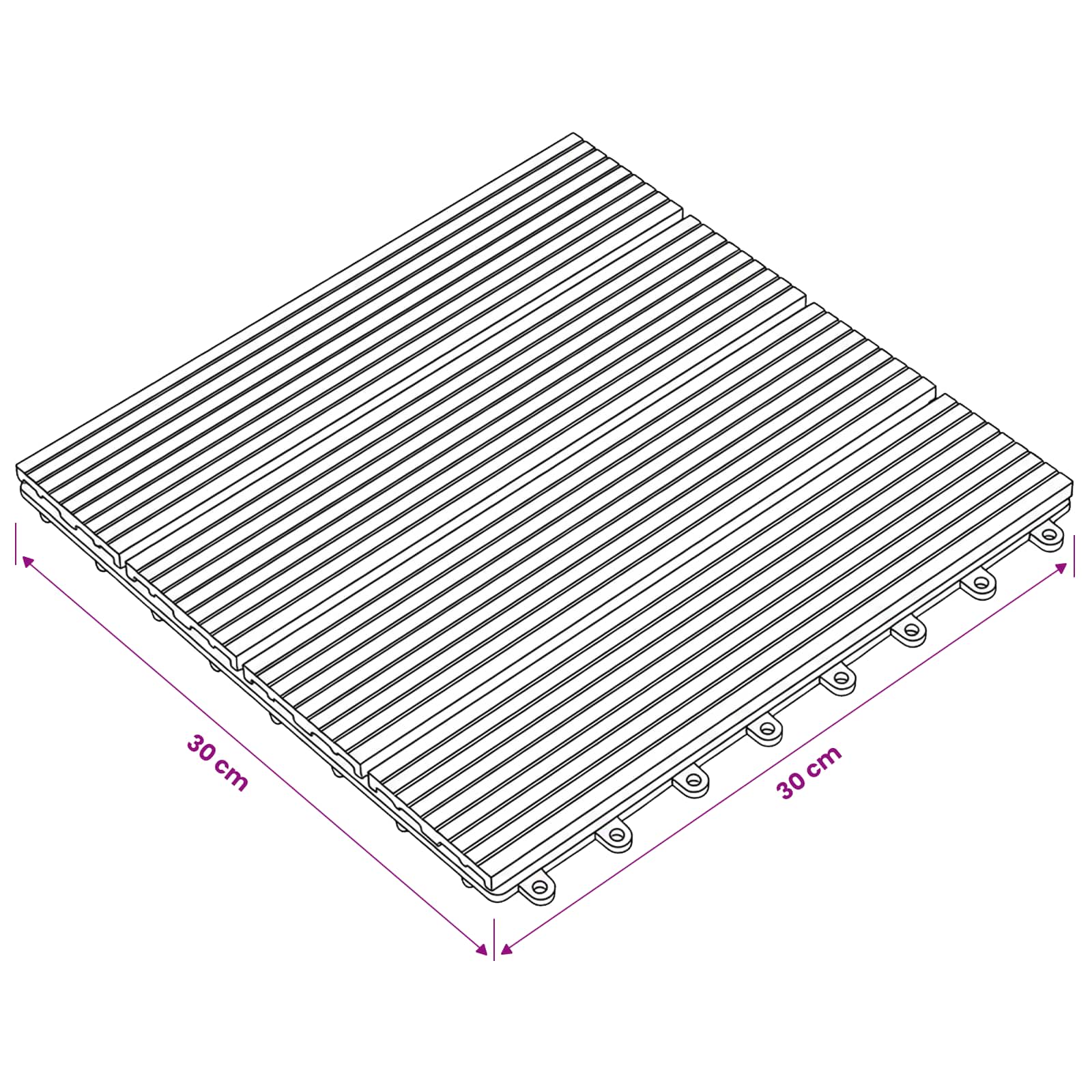 Piastrella per Decking 11 pz Grigio 30 x 30 cm WPC