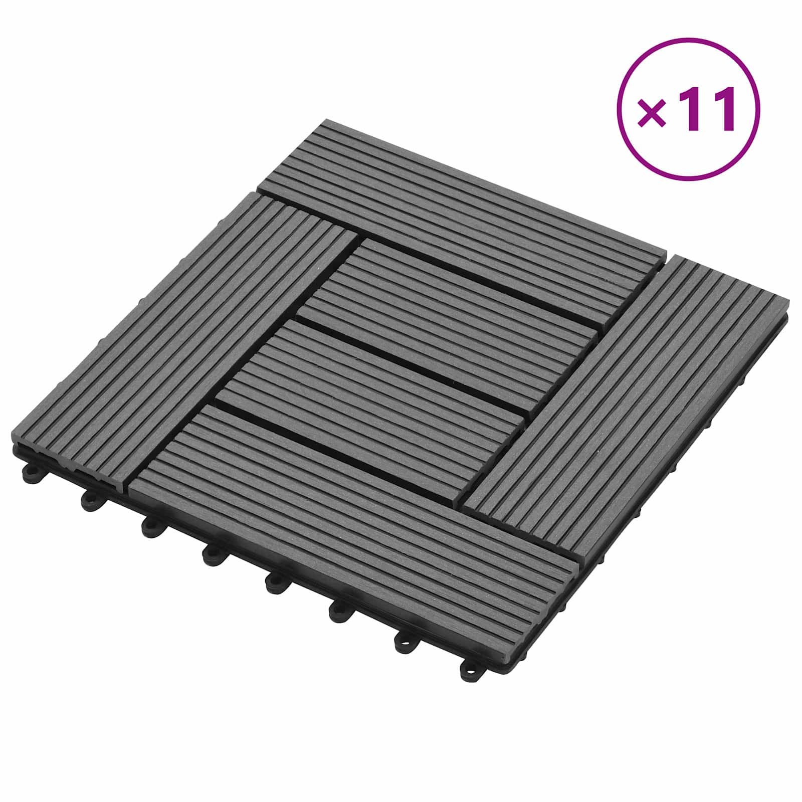 Piastrella per Decking 11 pz Grigio 30 x 30 cm WPC