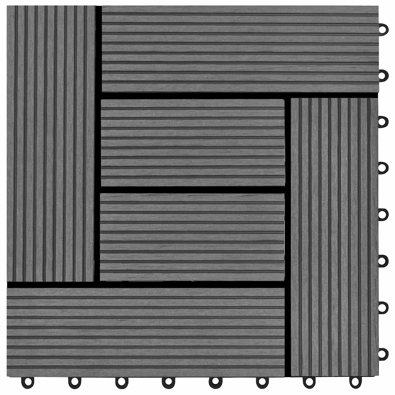 Piastrella per Decking 11 pz Grigio 30 x 30 cm WPC