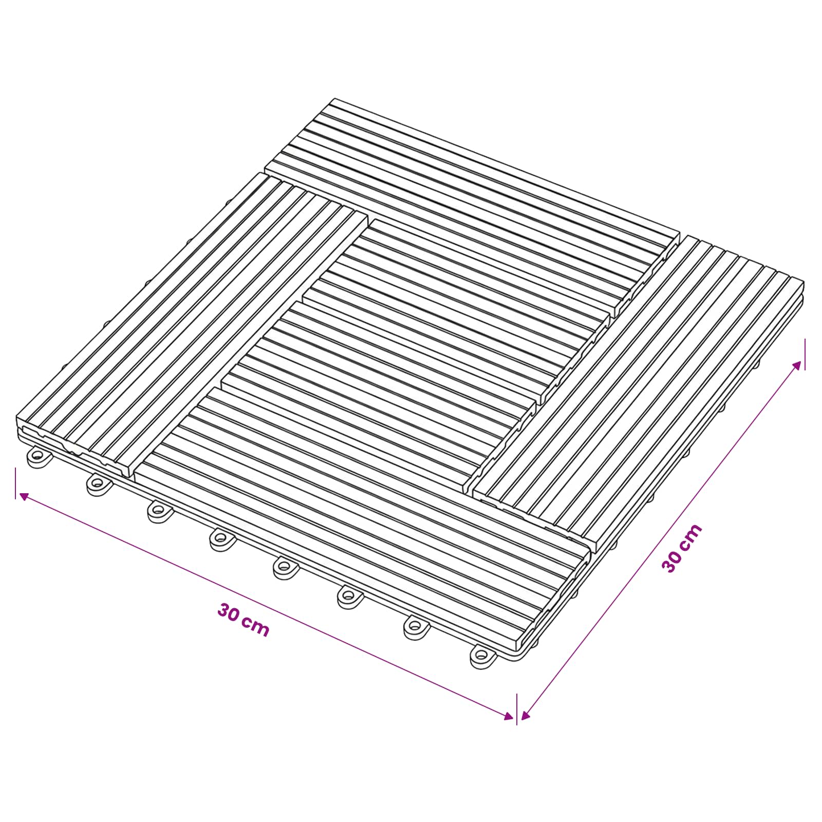Piastrella per Decking 11 pz Grigio 30 x 30 cm WPC