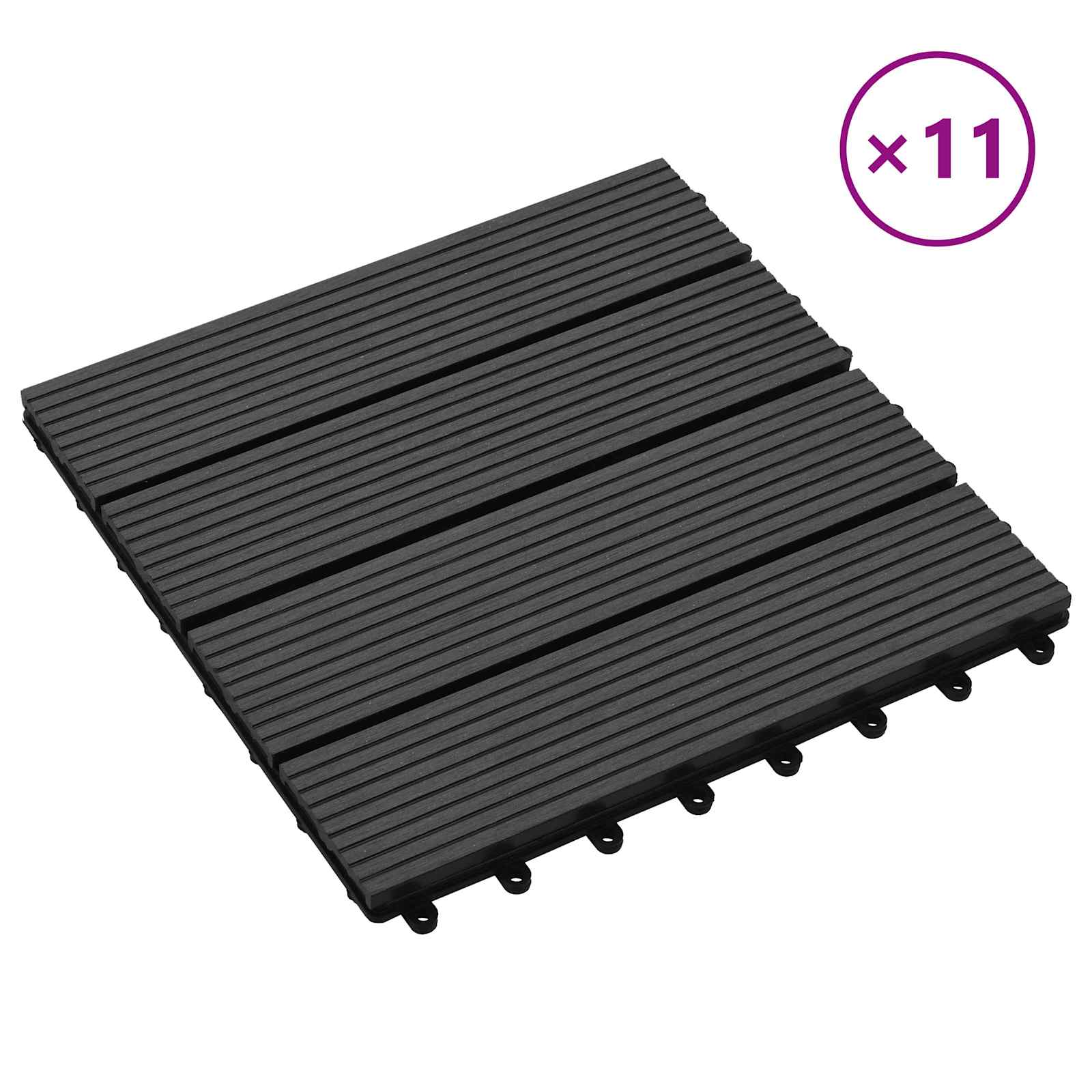 Piastrella per Decking 11 pz Nero 30 x 30 cm WPC
