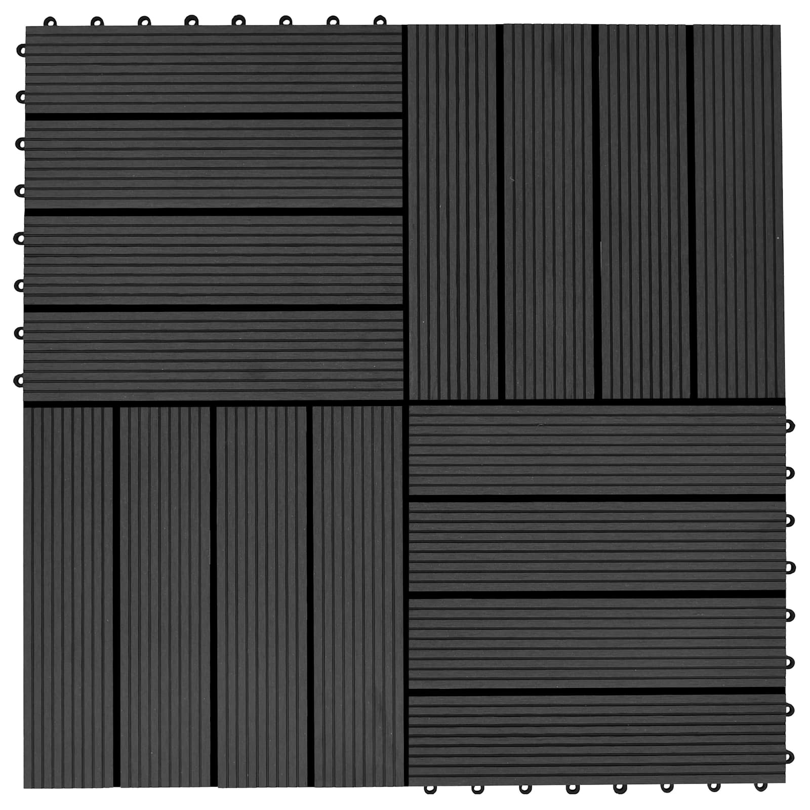Piastrella per Decking 11 pz Nero 30 x 30 cm WPC