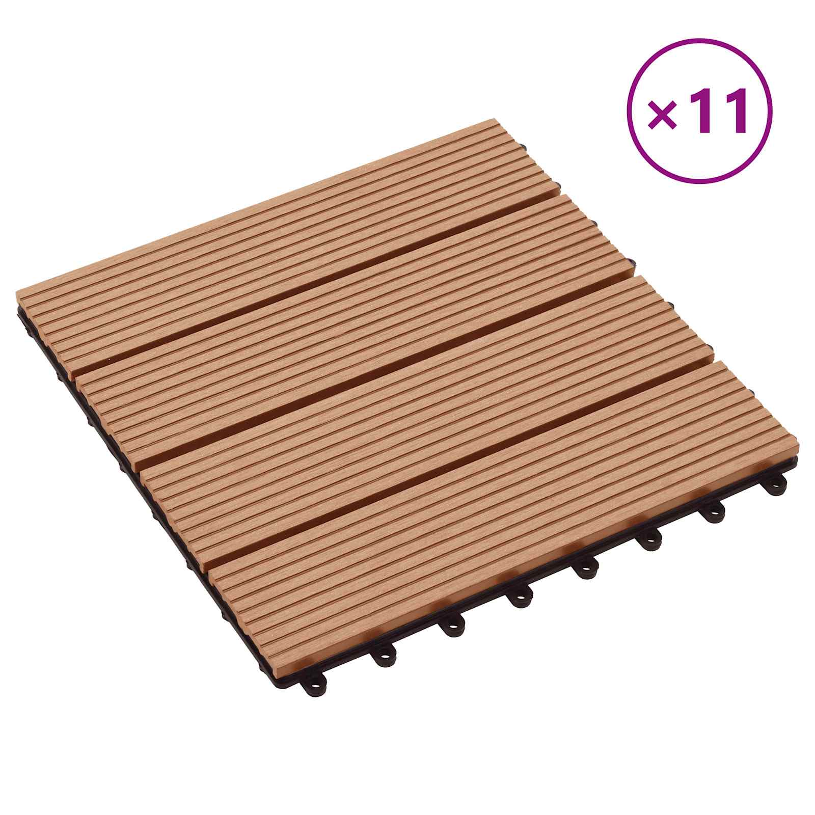 Piastrella per Decking 11 pz Teak riciclato 30 x 30 cm WPC