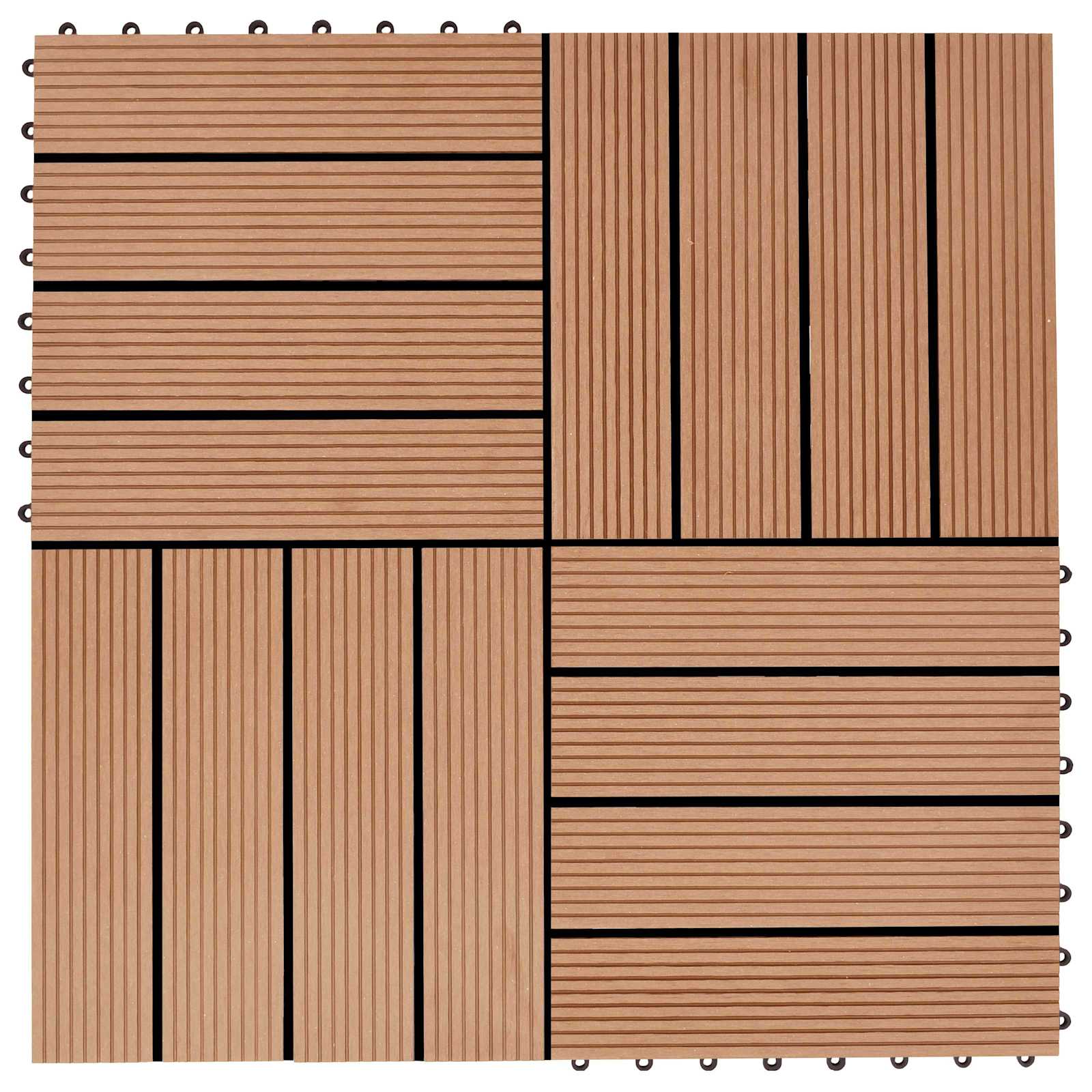 Piastrella per Decking 11 pz Teak riciclato 30 x 30 cm WPC