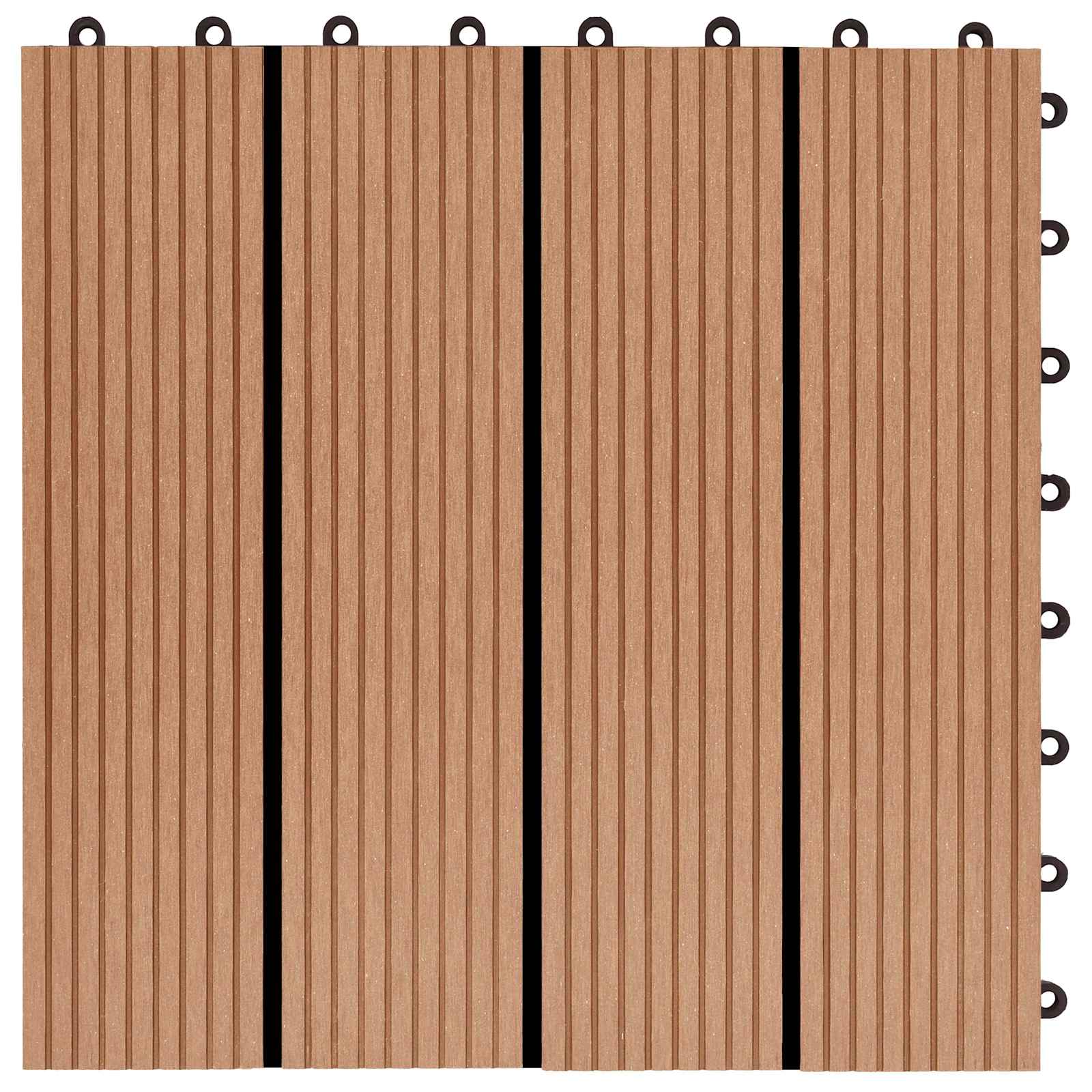 Piastrella per Decking 11 pz Teak riciclato 30 x 30 cm WPC