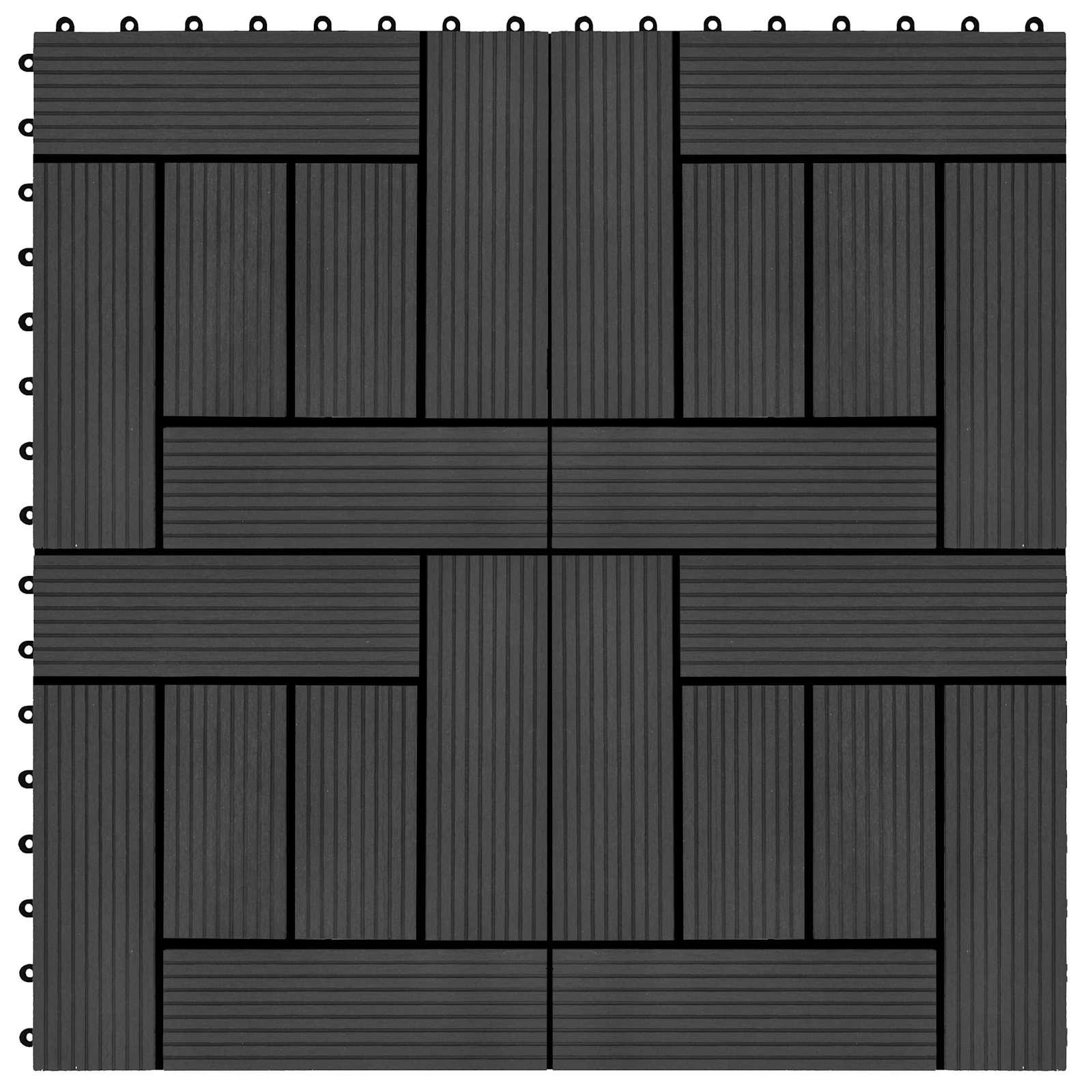 Piastrella per Decking 11 pz Nero 30 x 30 cm WPC