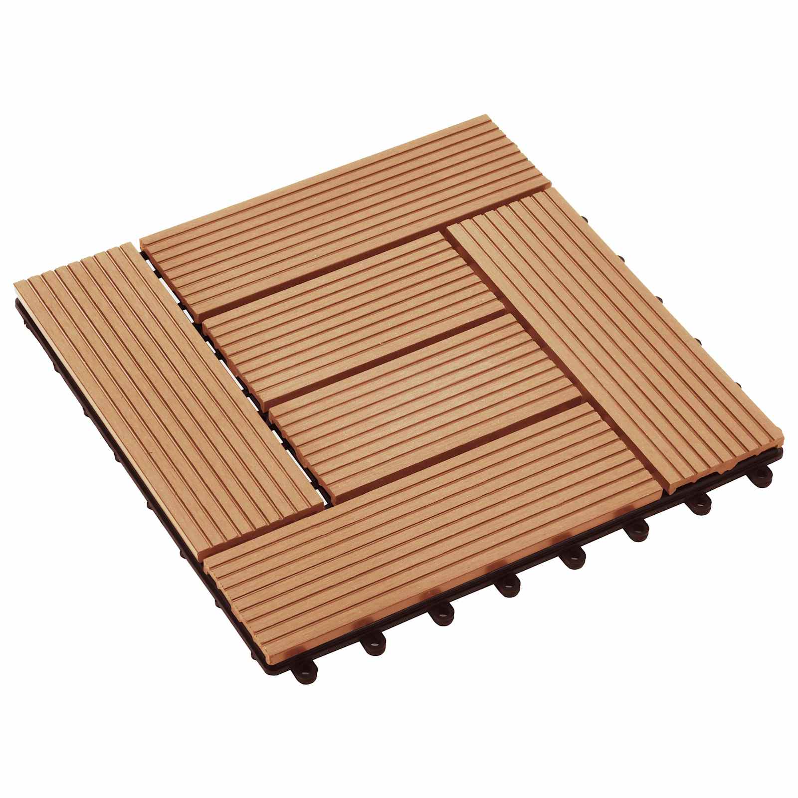 Piastrella per Decking 11 pz Teak riciclato 30 x 30 cm WPC
