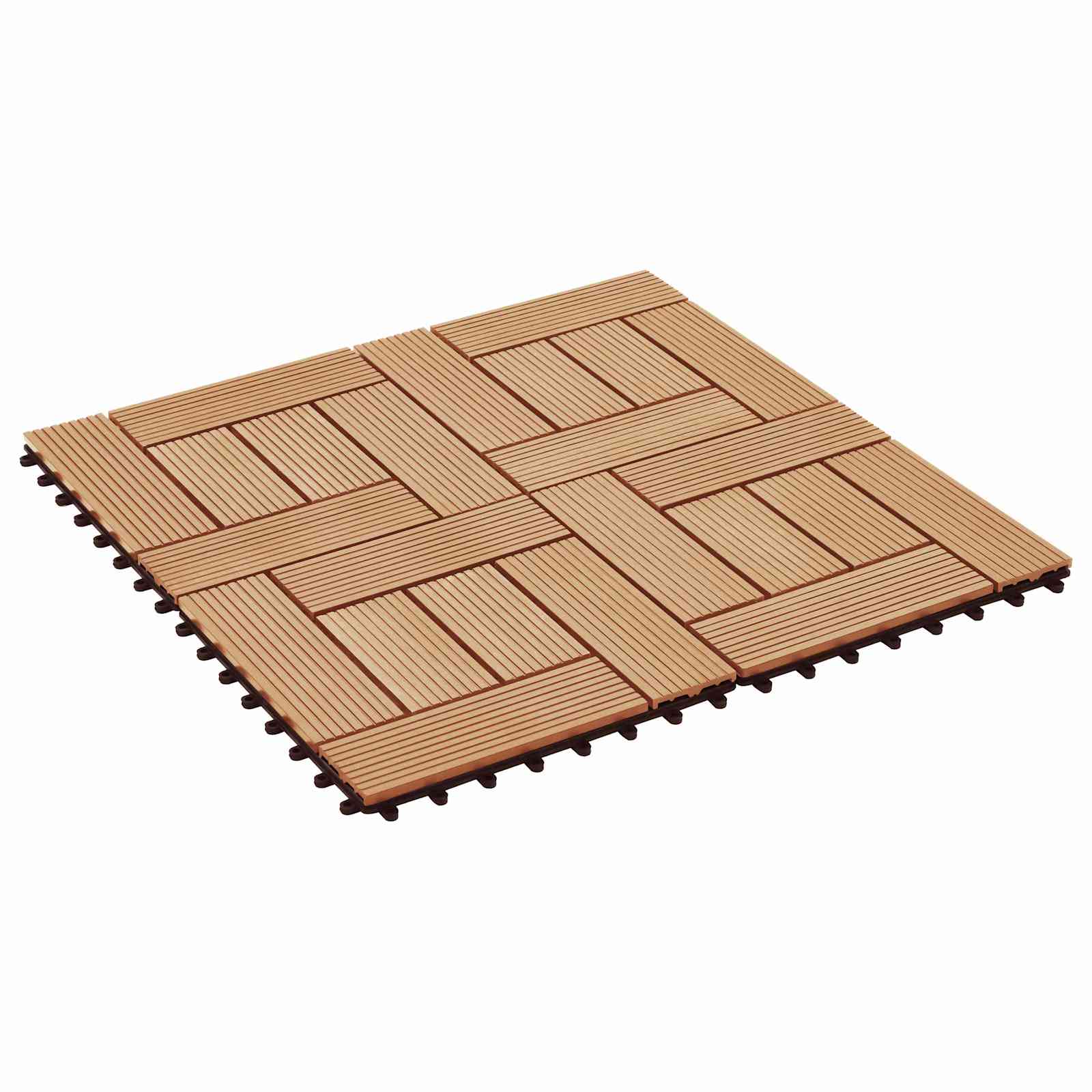 Piastrella per Decking 11 pz Teak riciclato 30 x 30 cm WPC