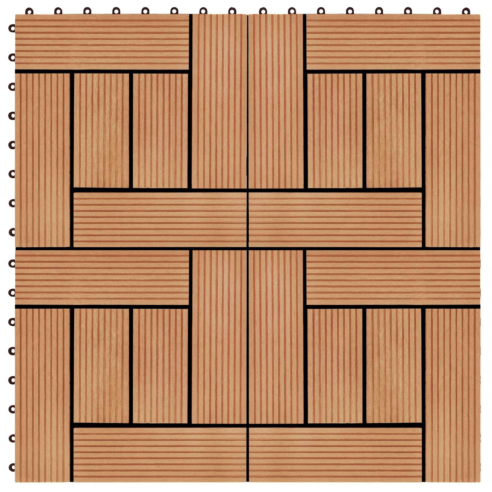 Piastrella per Decking 11 pz Teak riciclato 30 x 30 cm WPC