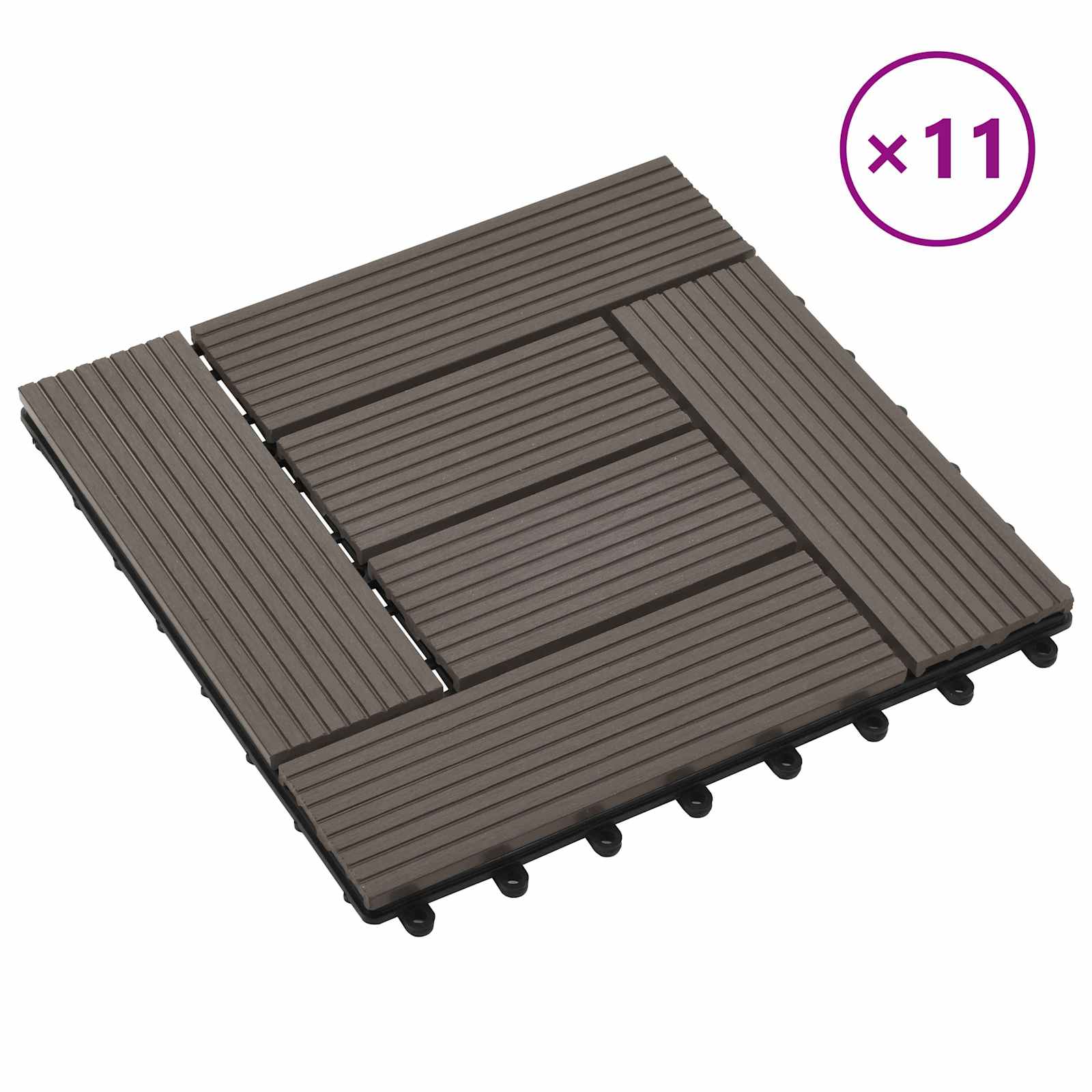 Piastrella per Decking 11 pz Marrone Scuro 30 x 30 cm WPC