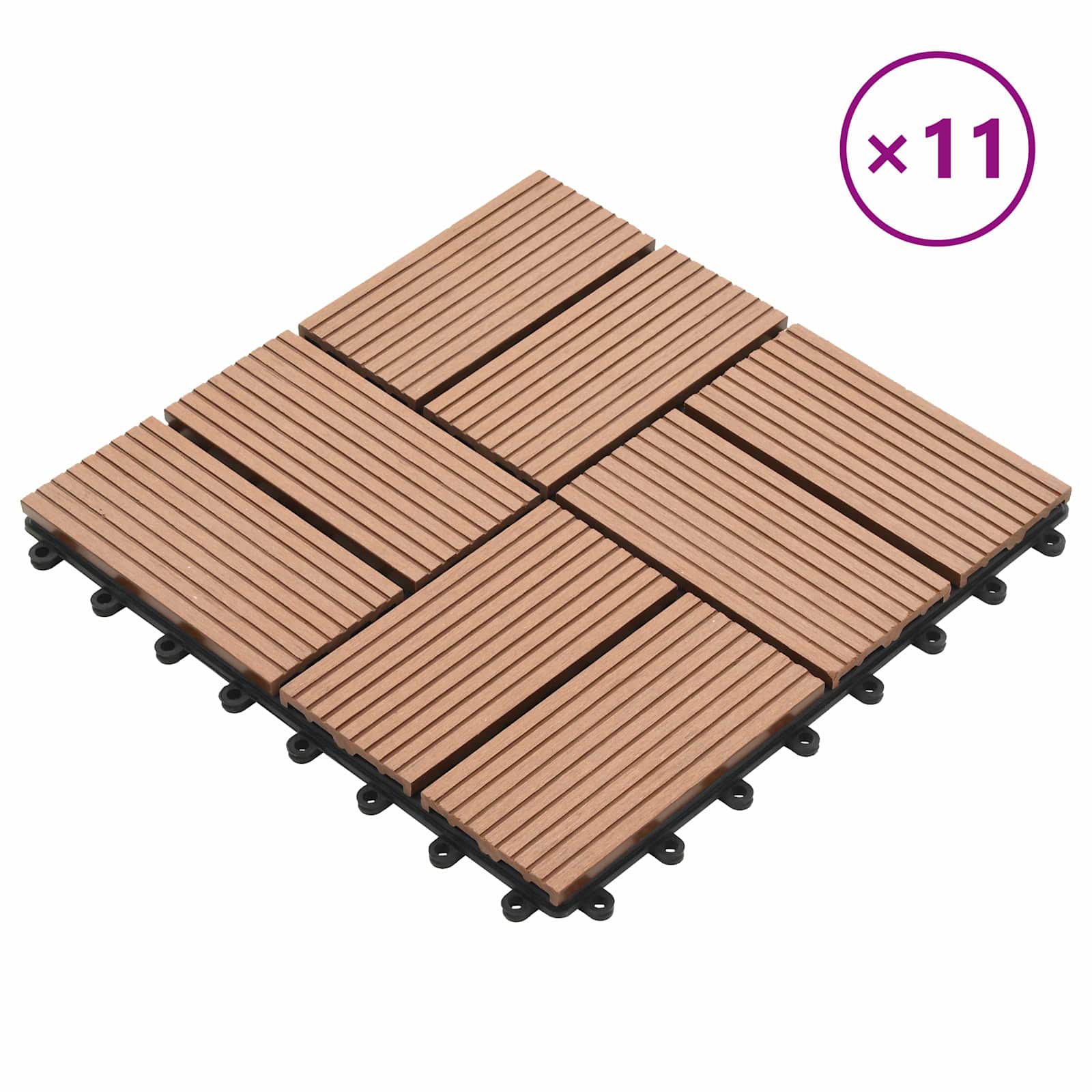 Piastrella per Decking 11 pz Marrone 30 x 30 cm WPC