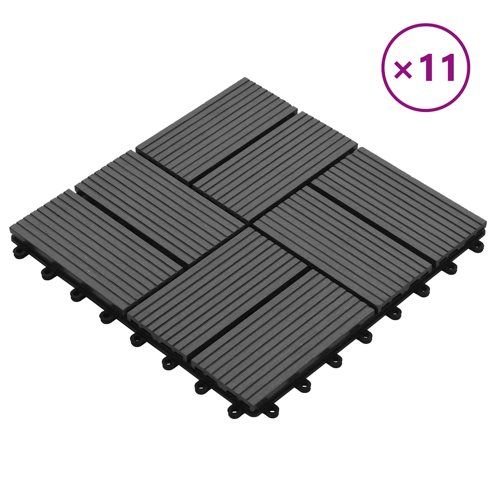 Piastrella per Decking 11 pz Grigio 30 x 30 cm WPC