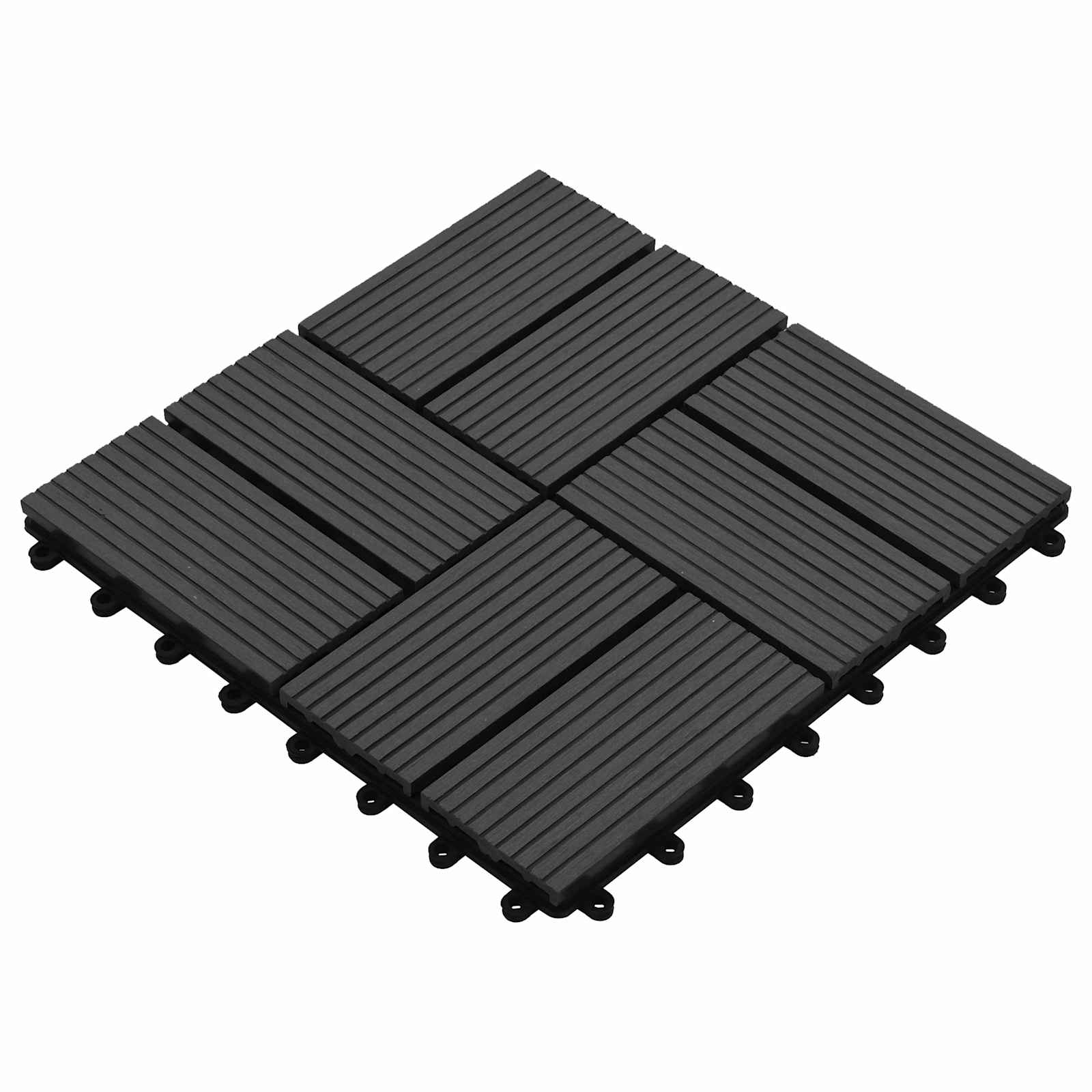 Piastrella per Decking 11 pz Nero 30 x 30 cm WPC