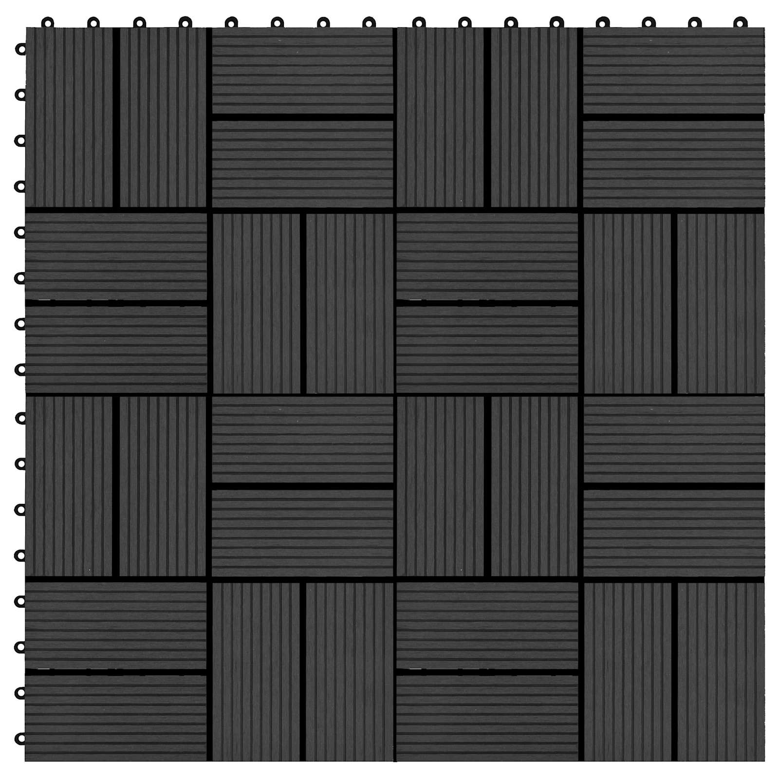 Piastrella per Decking 11 pz Nero 30 x 30 cm WPC