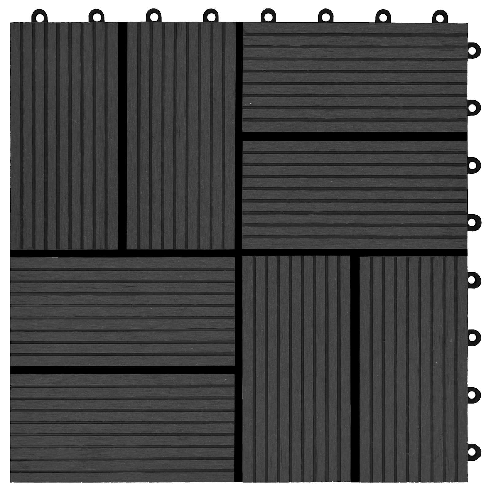 Piastrella per Decking 11 pz Nero 30 x 30 cm WPC