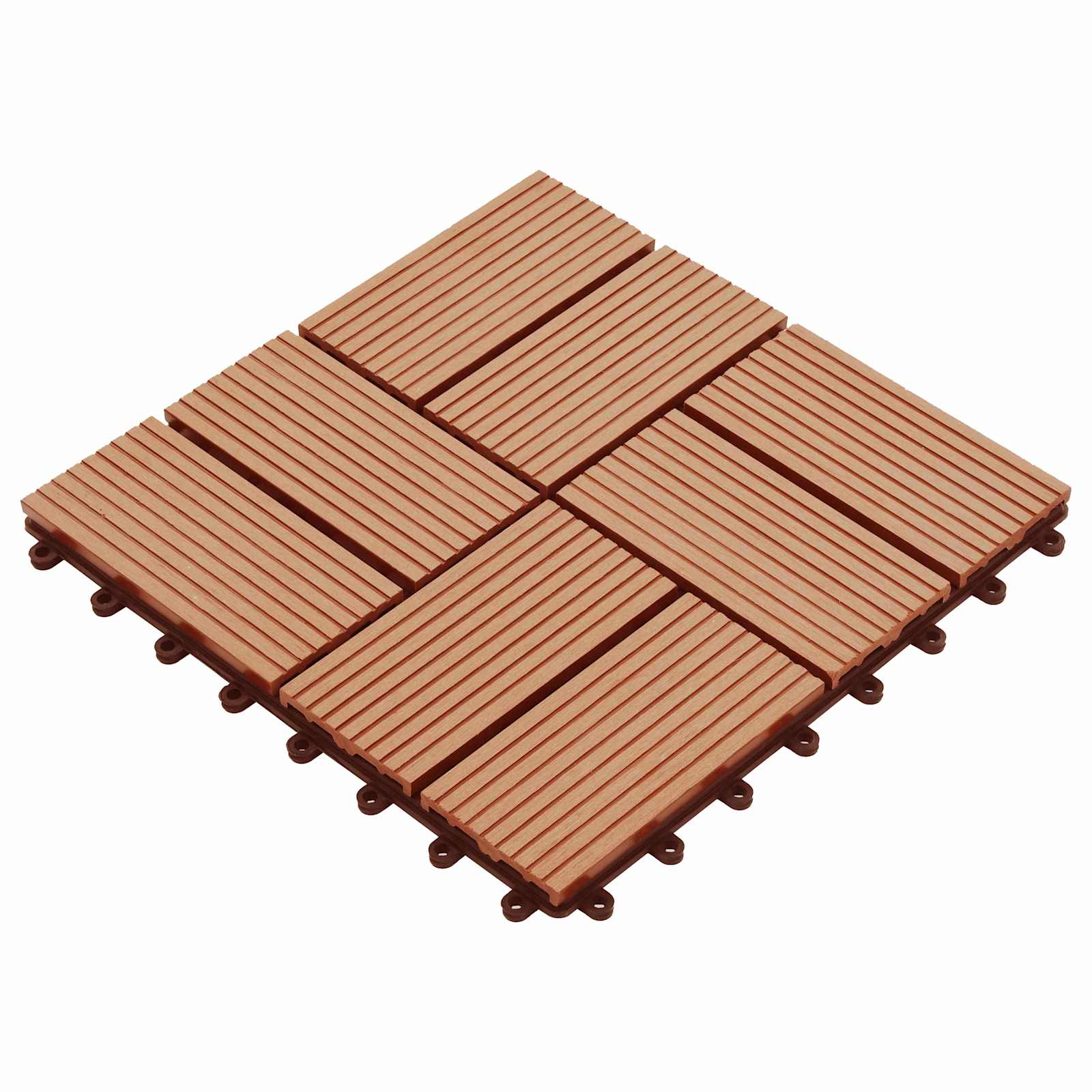 Piastrella per Decking 11 pz Teak riciclato 30 x 30 cm WPC