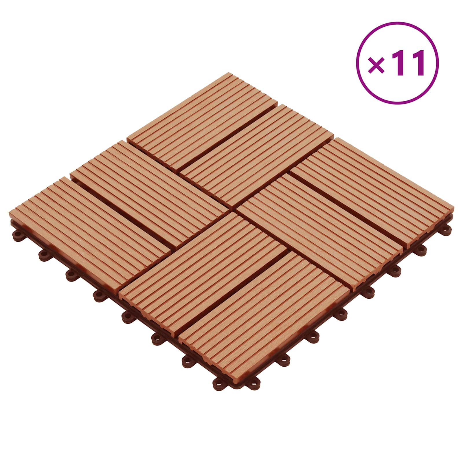 Piastrella per Decking 11 pz Teak riciclato 30 x 30 cm WPC