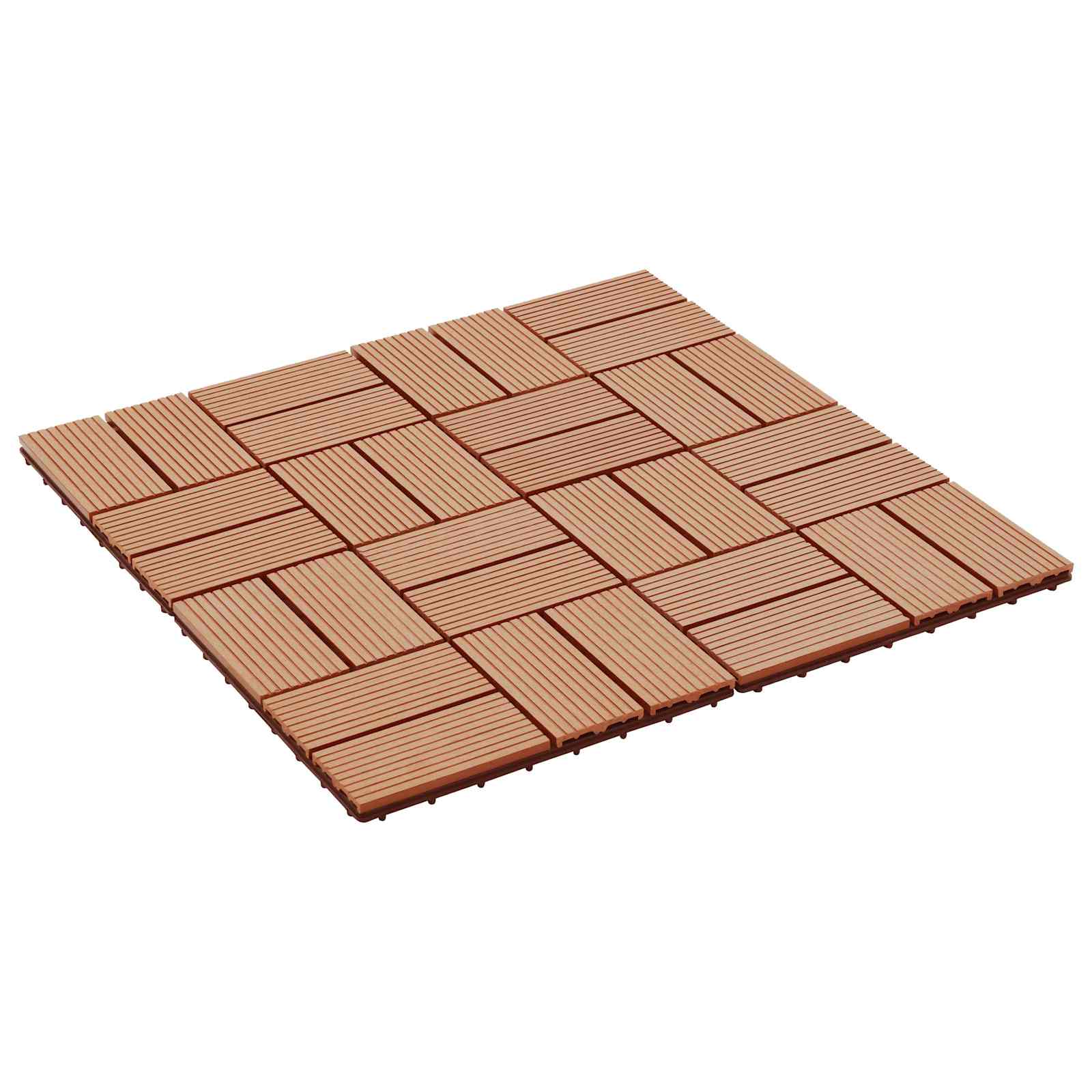 Piastrella per Decking 11 pz Teak riciclato 30 x 30 cm WPC