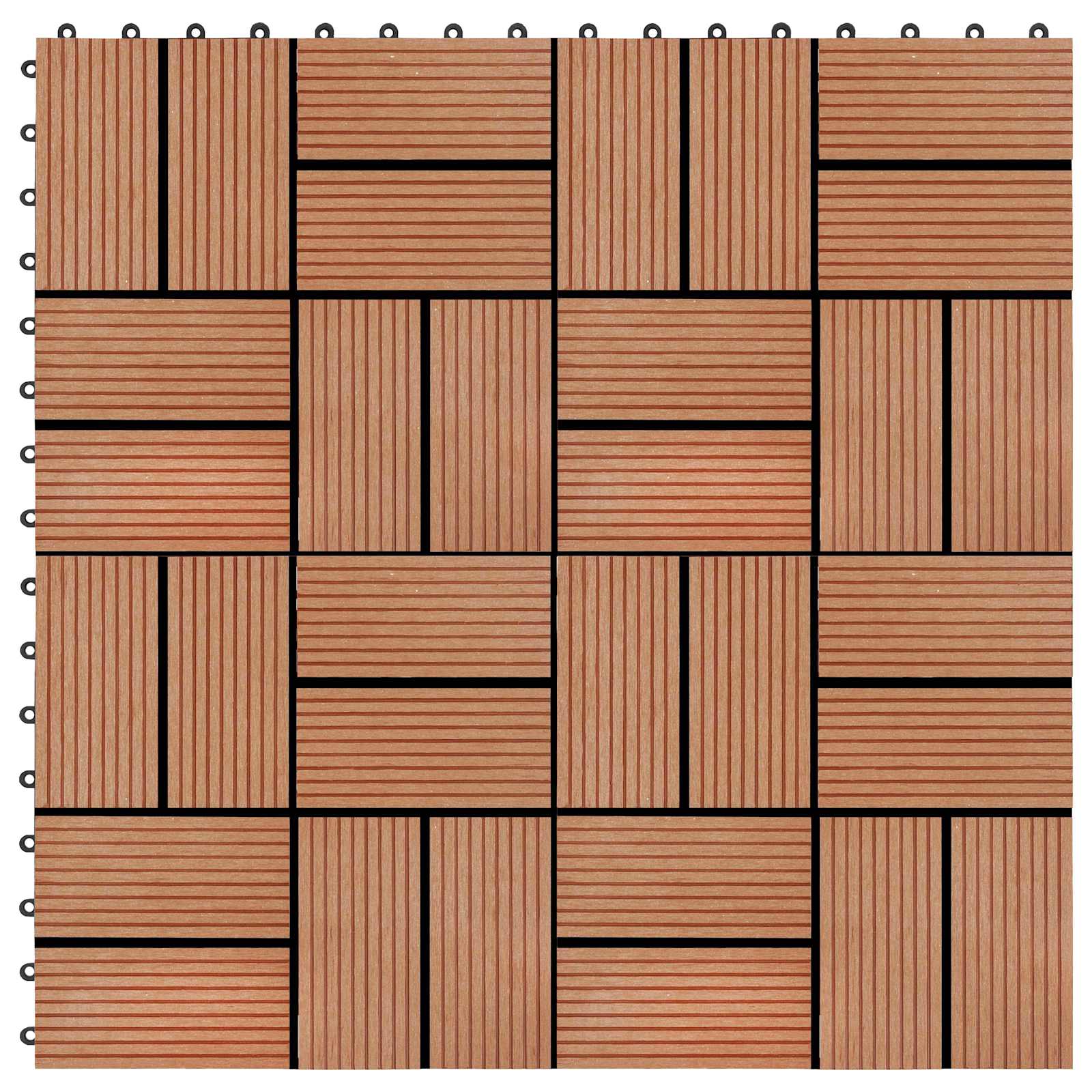 Piastrella per Decking 11 pz Teak riciclato 30 x 30 cm WPC