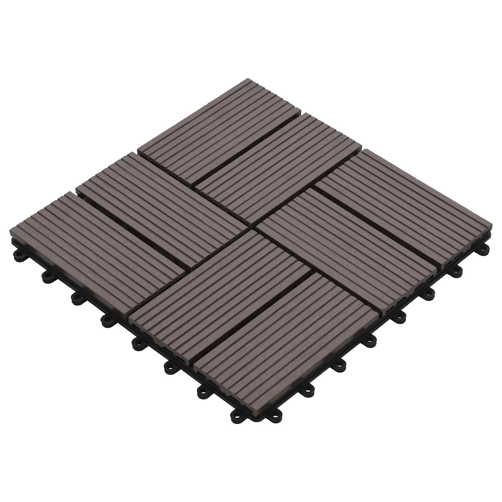 Piastrella per Decking 11 pz Marrone Scuro 30 x 30 cm WPC