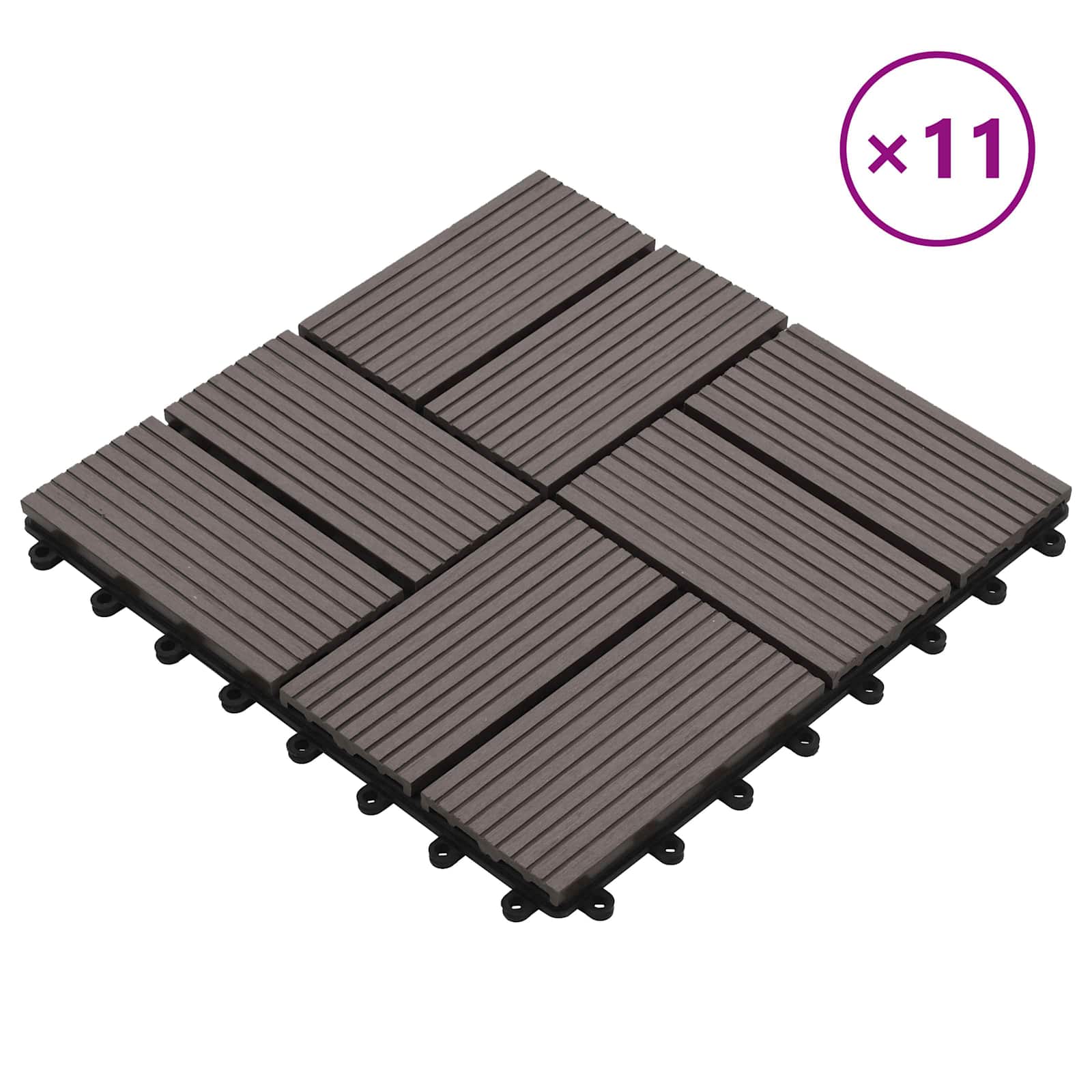 Piastrella per Decking 11 pz Marrone Scuro 30 x 30 cm WPC