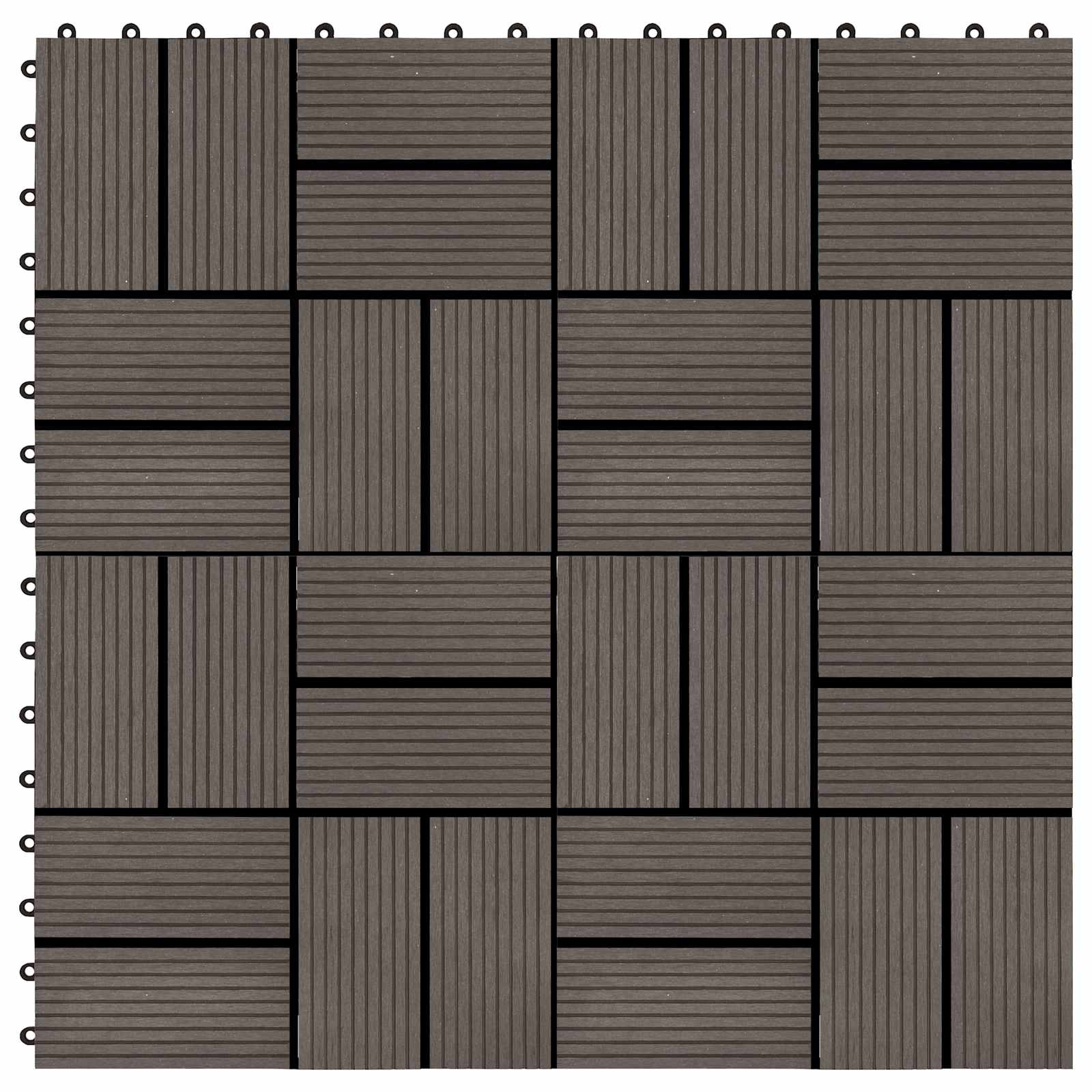 Piastrella per Decking 11 pz Marrone Scuro 30 x 30 cm WPC