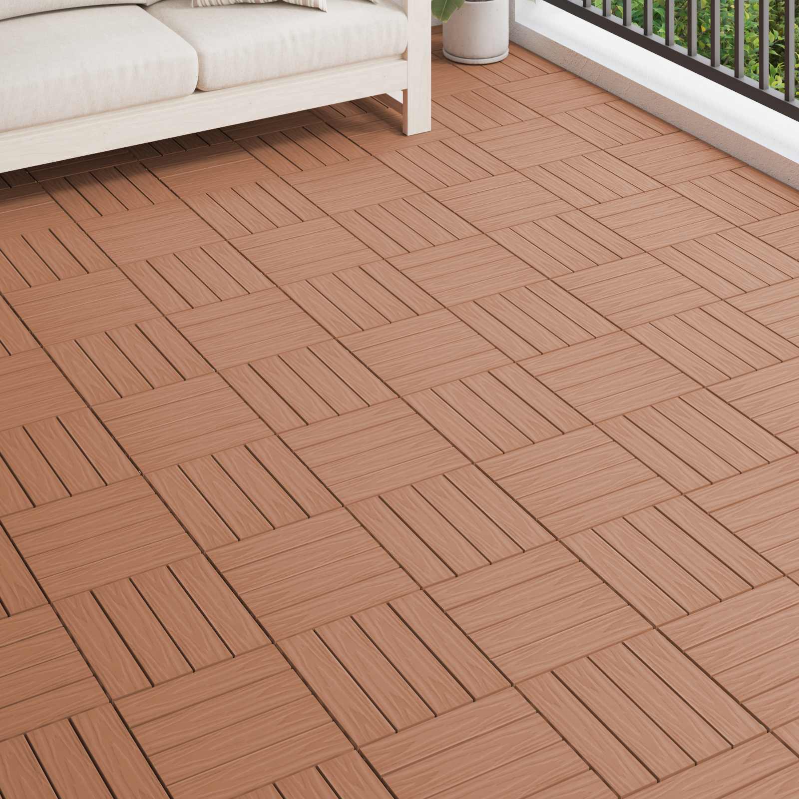 Piastrella per Decking 11 pz Marrone Chiaro 30 x 30 cm WPC