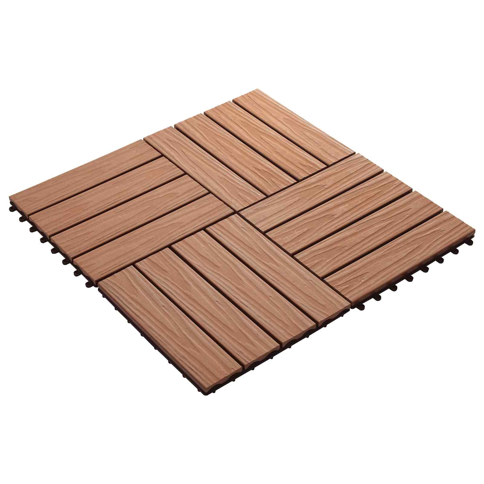 Piastrella per Decking 11 pz Marrone Chiaro 30 x 30 cm WPC