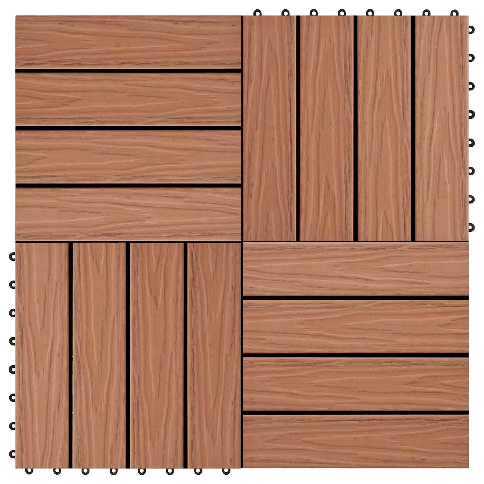 Piastrella per Decking 11 pz Marrone Chiaro 30 x 30 cm WPC
