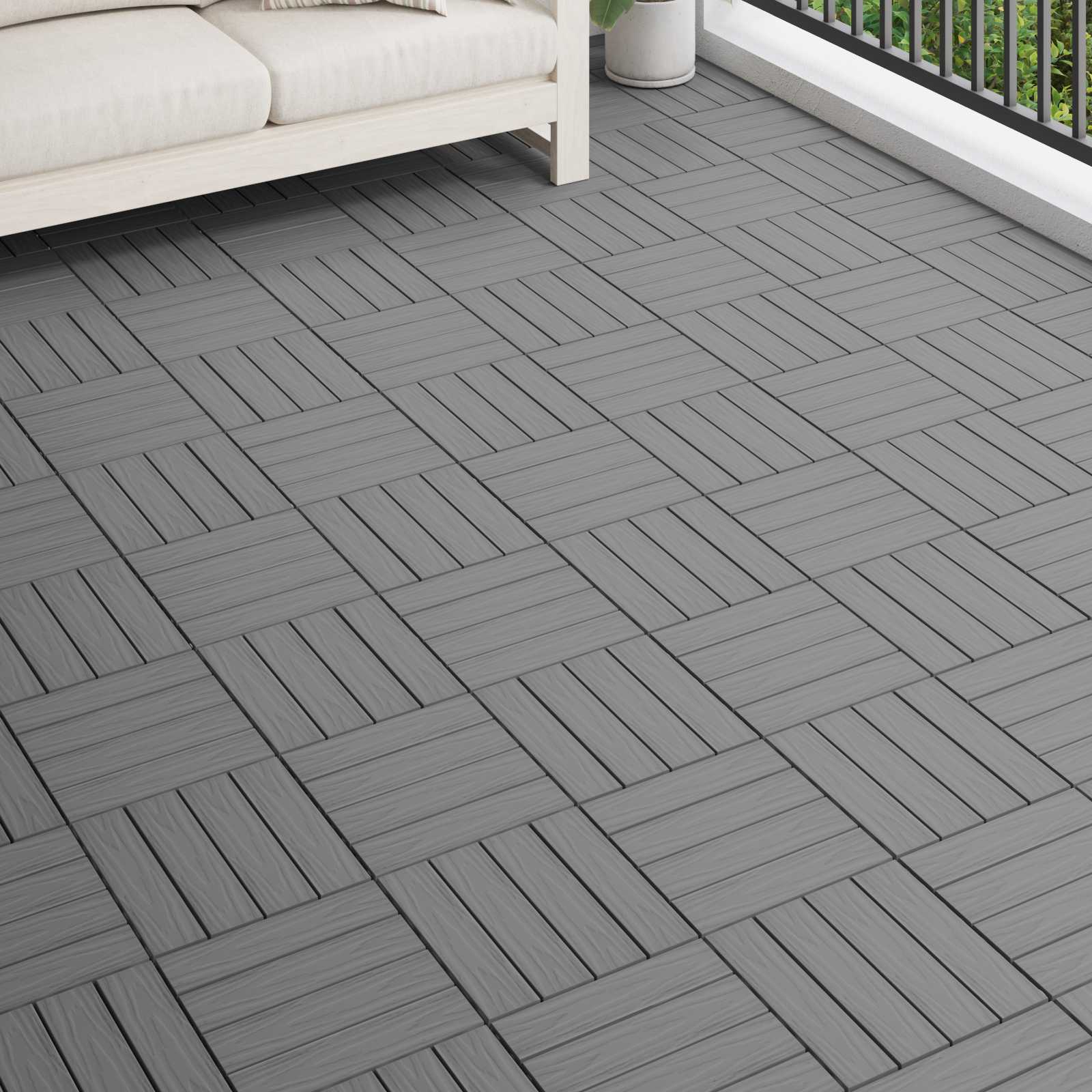 Piastrella per Decking Design 3D 11 pz Grigio 30 x 30 cm WPC