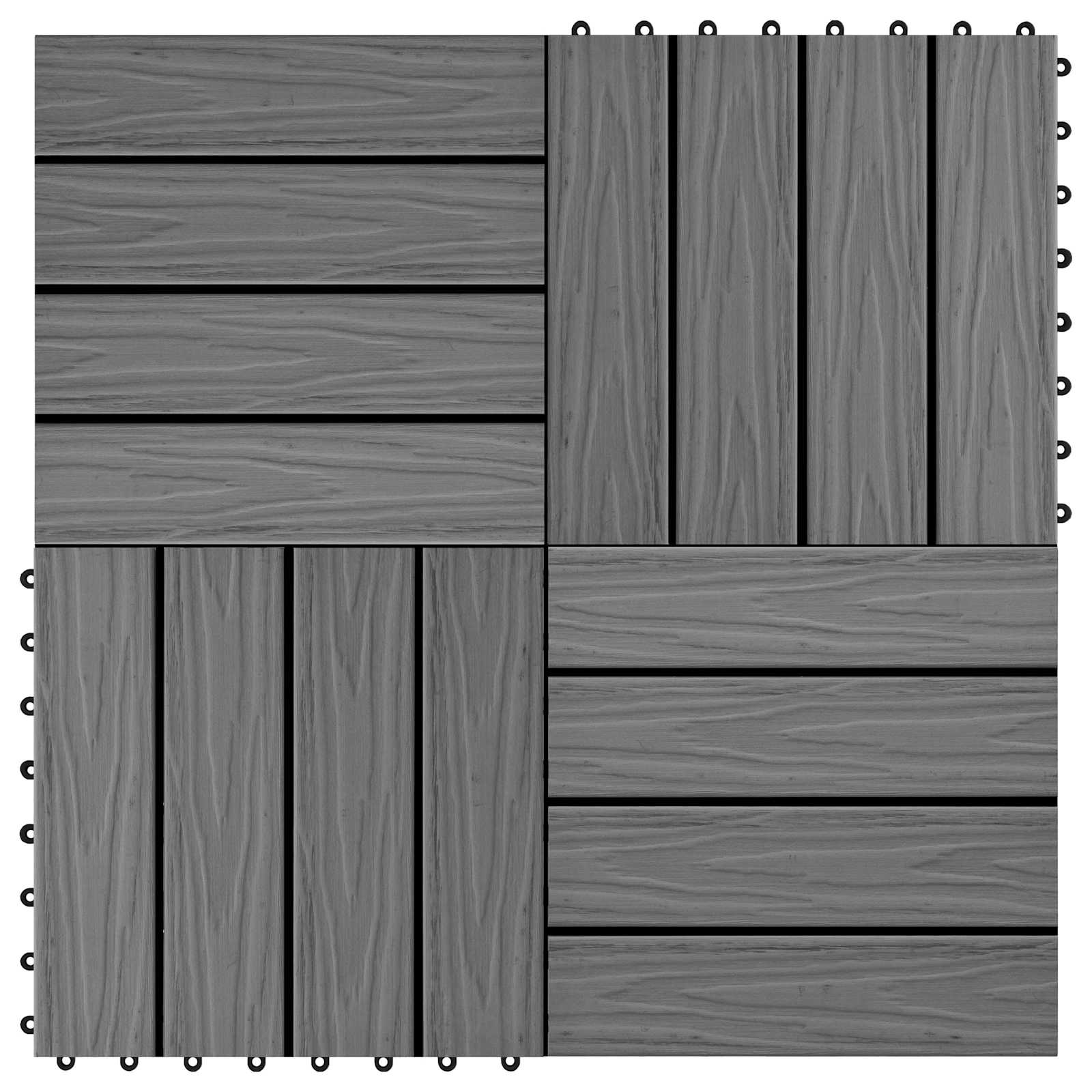 Piastrella per Decking Design 3D 11 pz Grigio 30 x 30 cm WPC
