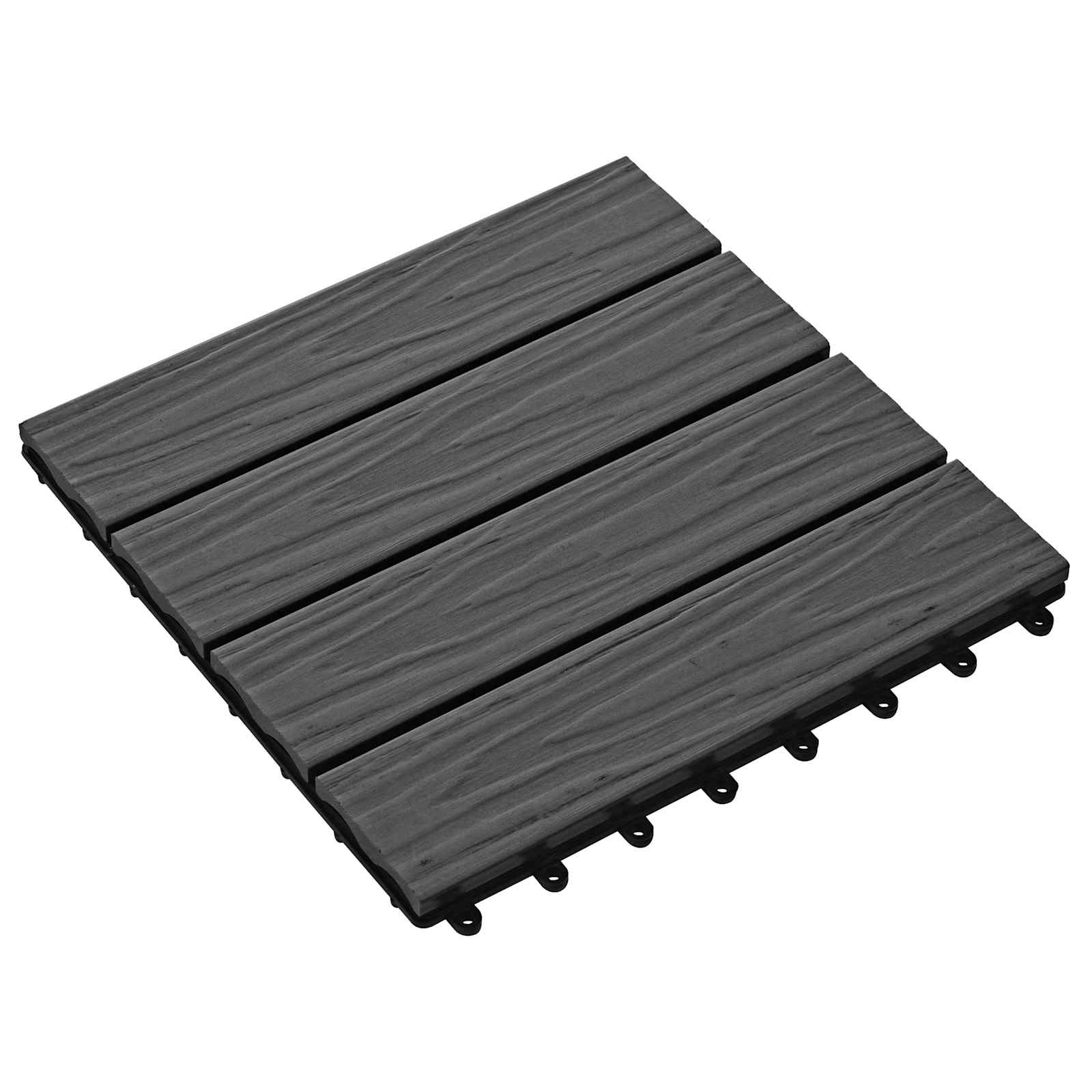Piastrella per Decking Design 3D 11 pz Nero 30 x 30 cm WPC