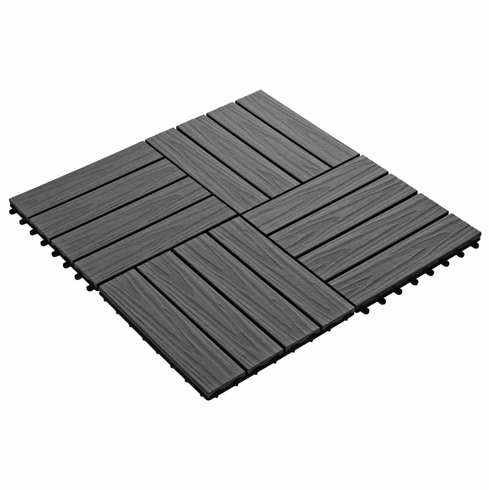 Piastrella per Decking Design 3D 11 pz Nero 30 x 30 cm WPC