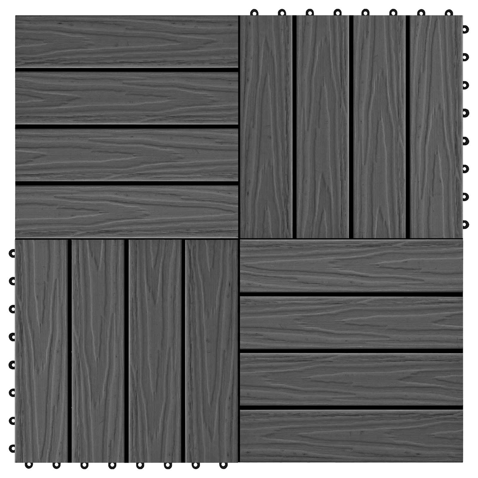 Piastrella per Decking Design 3D 11 pz Nero 30 x 30 cm WPC