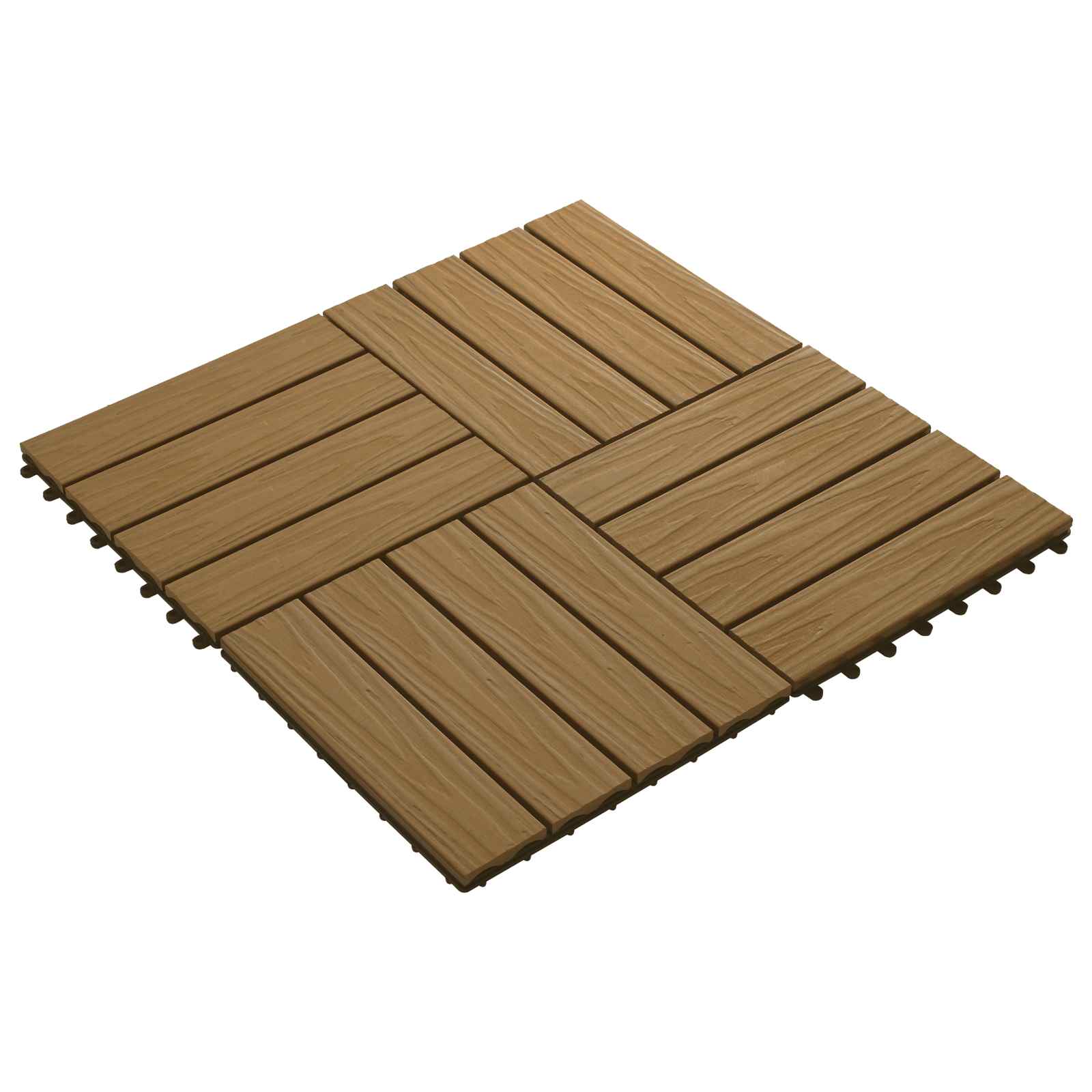 Piastrella per Decking 11 pz Teak riciclato 30 x 30 cm WPC