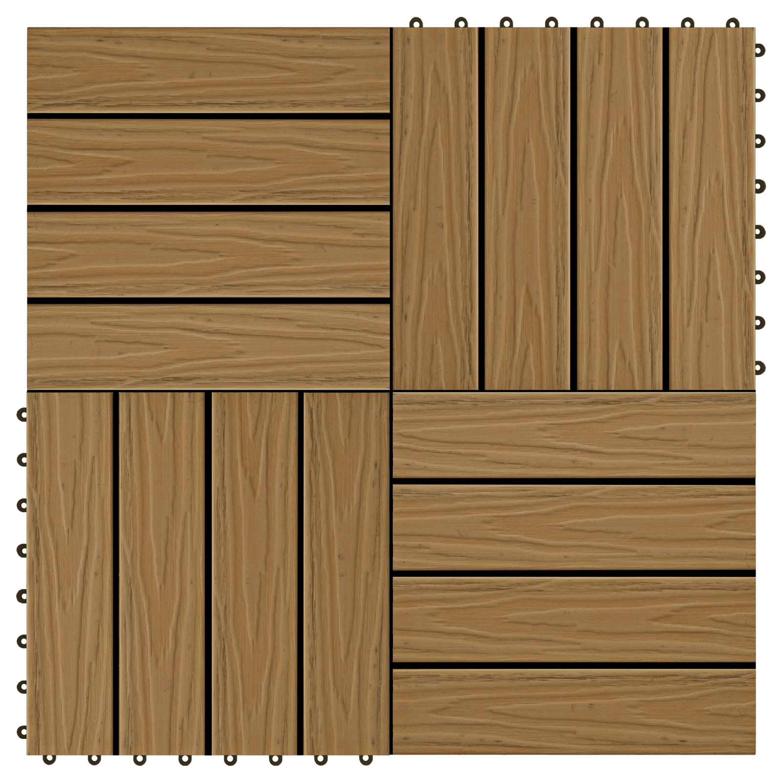Piastrella per Decking 11 pz Teak riciclato 30 x 30 cm WPC