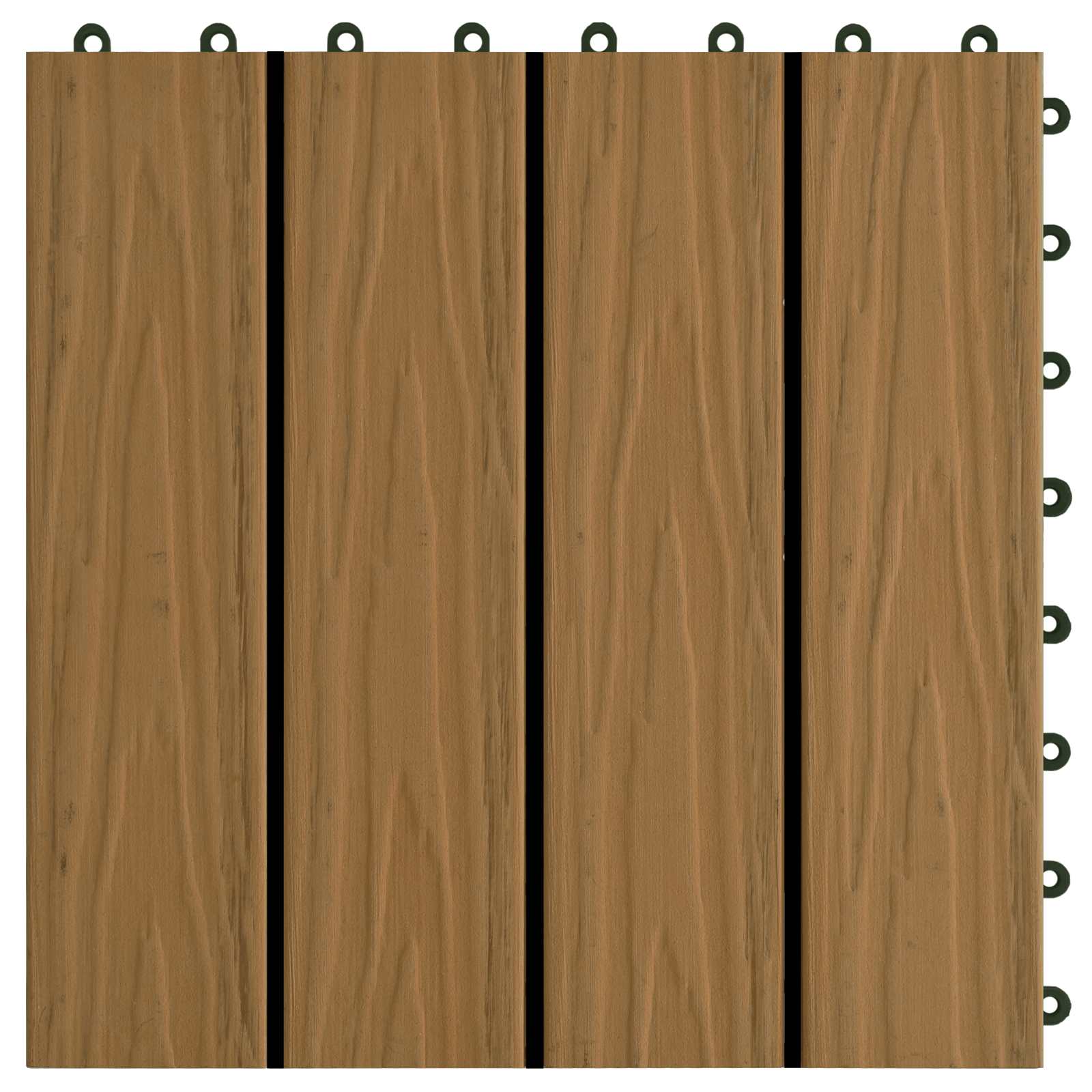 Piastrella per Decking 11 pz Teak riciclato 30 x 30 cm WPC