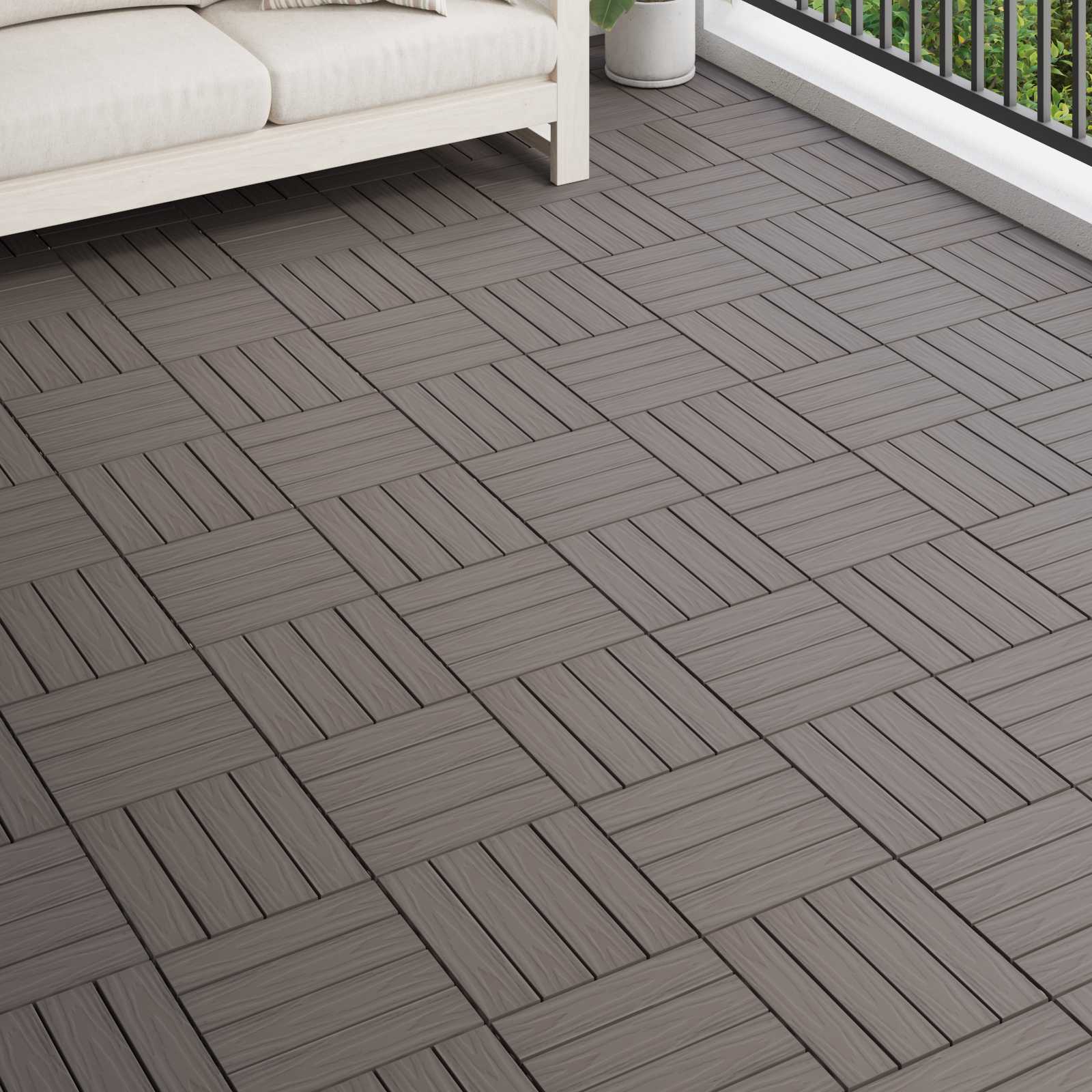 Piastrella per Decking 11 pz Marrone Scuro 30 x 30 cm WPC