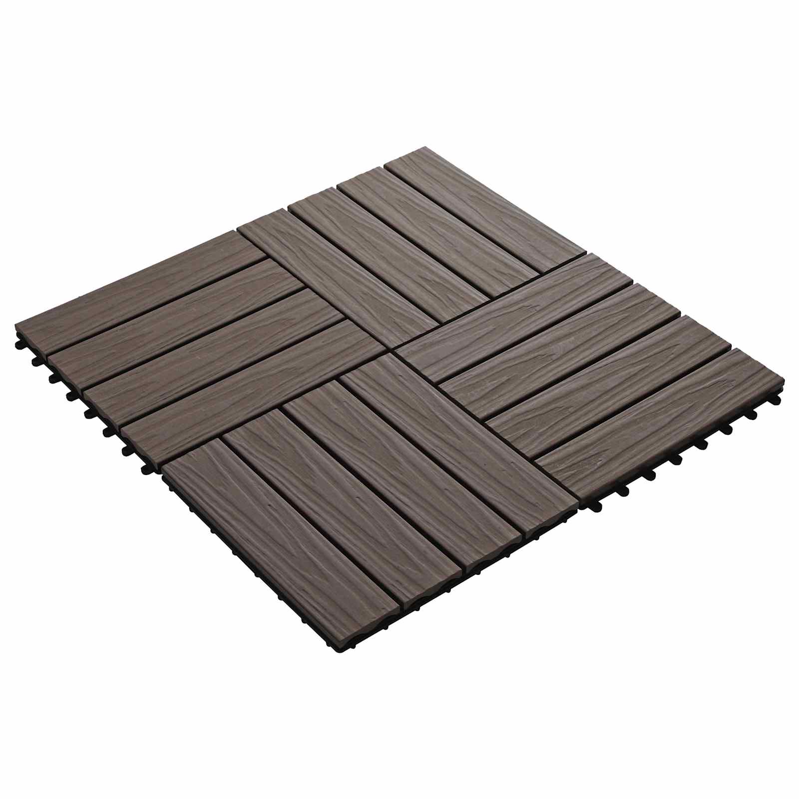 Piastrella per Decking 11 pz Marrone Scuro 30 x 30 cm WPC