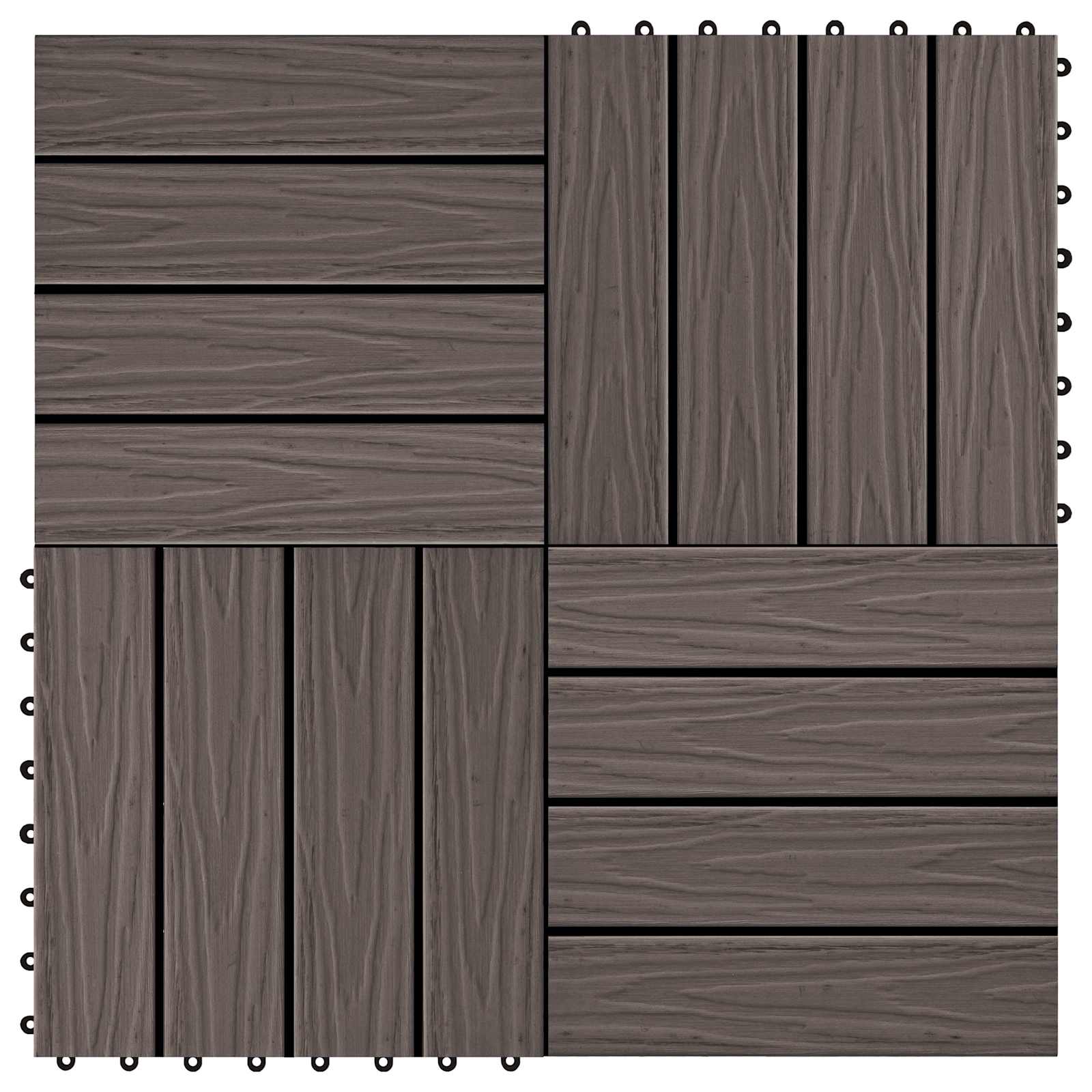 Piastrella per Decking 11 pz Marrone Scuro 30 x 30 cm WPC