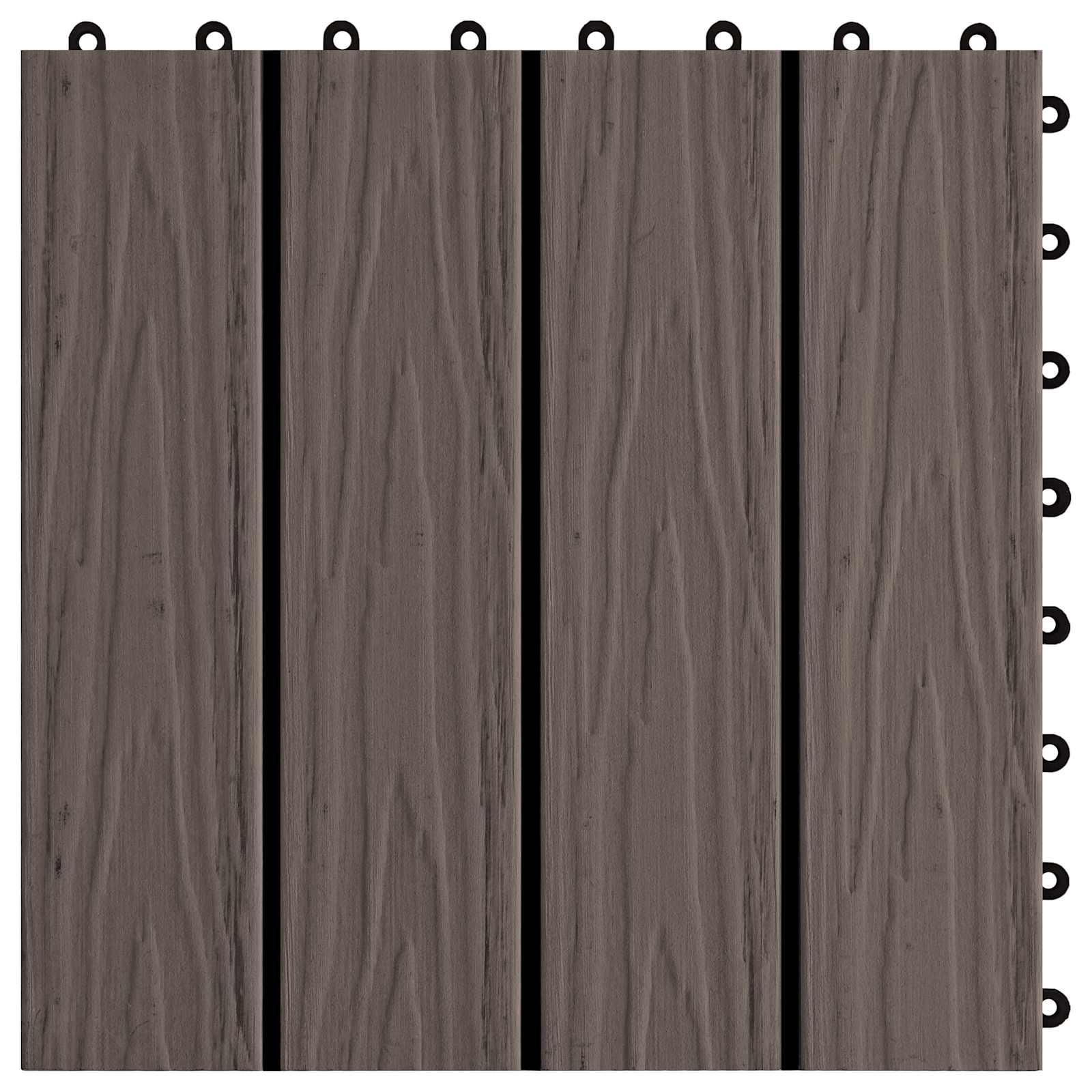 Piastrella per Decking 11 pz Marrone Scuro 30 x 30 cm WPC