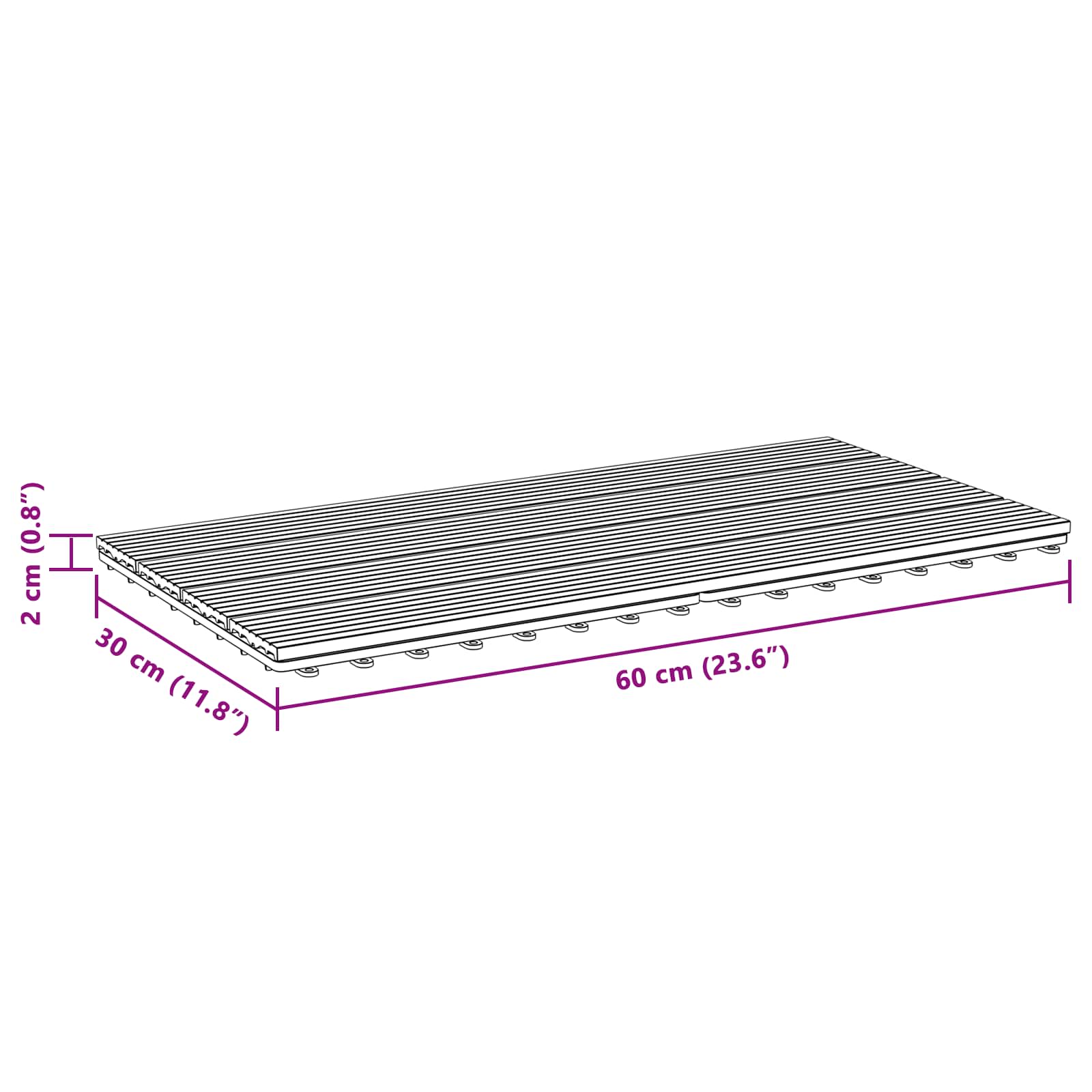 Piastrella per Decking 6 pz Grigio 60 x 30 cm WPC