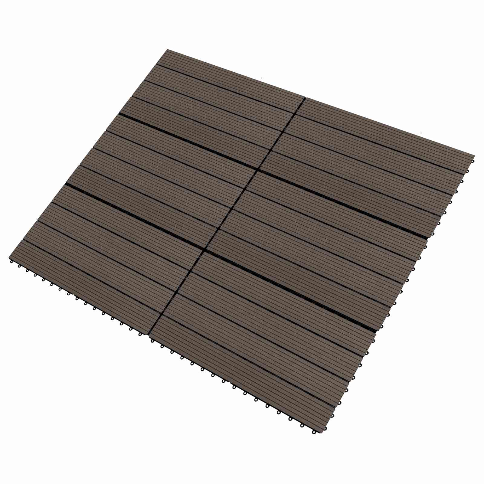 Piastrella per Decking 6 pz Marrone Scuro 60 x 30 cm WPC