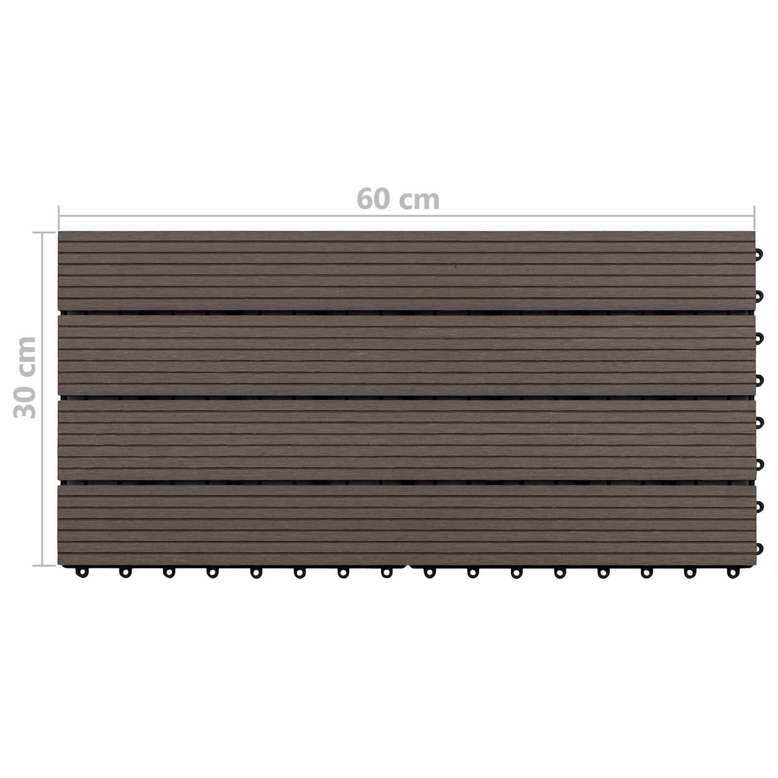Piastrella per Decking 6 pz Marrone Scuro 60 x 30 cm WPC