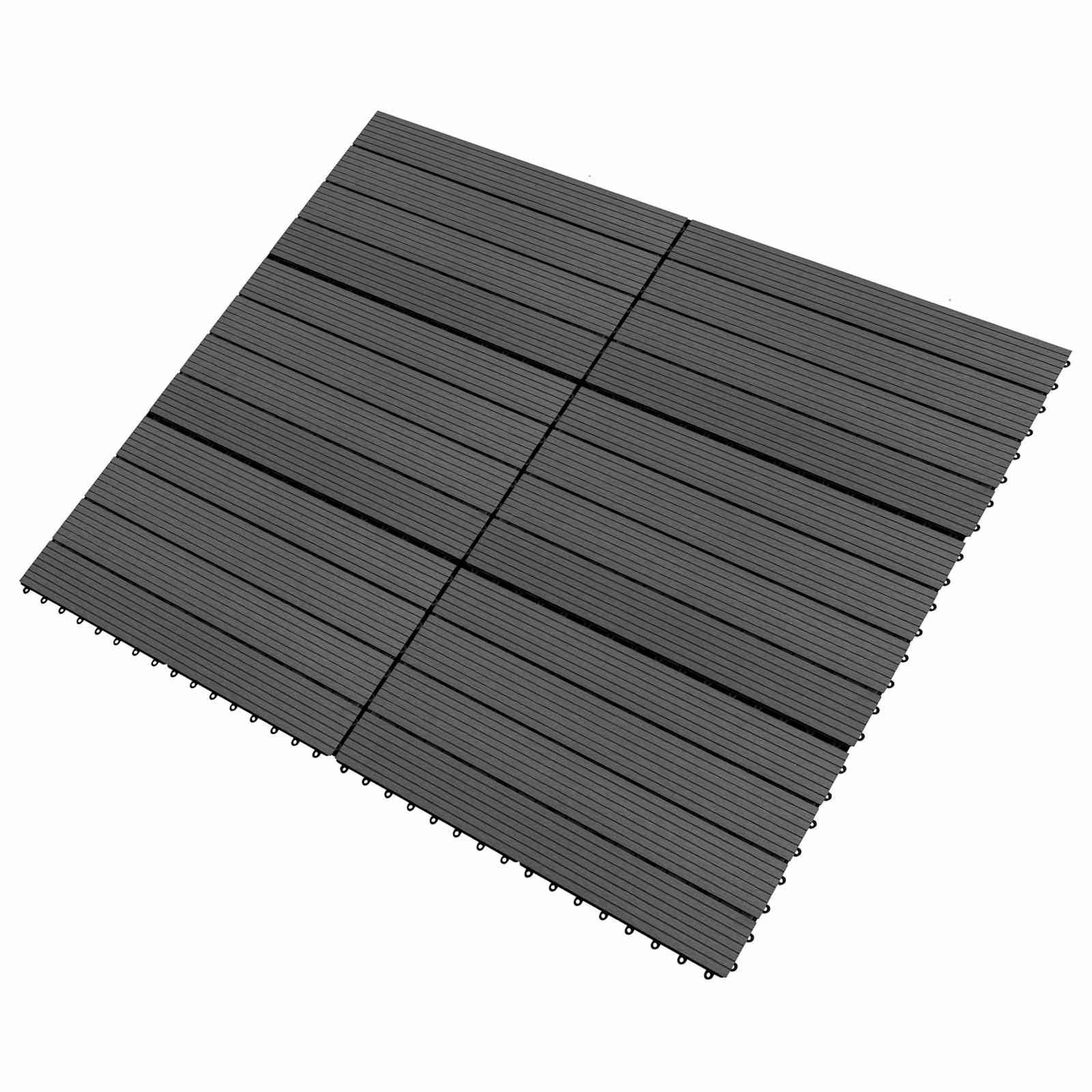 Piastrella per Decking 6 pz Nero 60 x 30 cm WPC